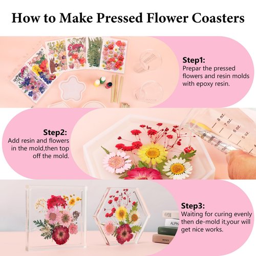 NESCCI 420 Pcs Dried Pressed Flowers for Resin,Real Nature Dried Flowers for Crafts Bulk Dry Flowers Leaves Kit Used for Resin Molds Scrapbooking DIY Art Crafts Candle Soap Making Nails Décor