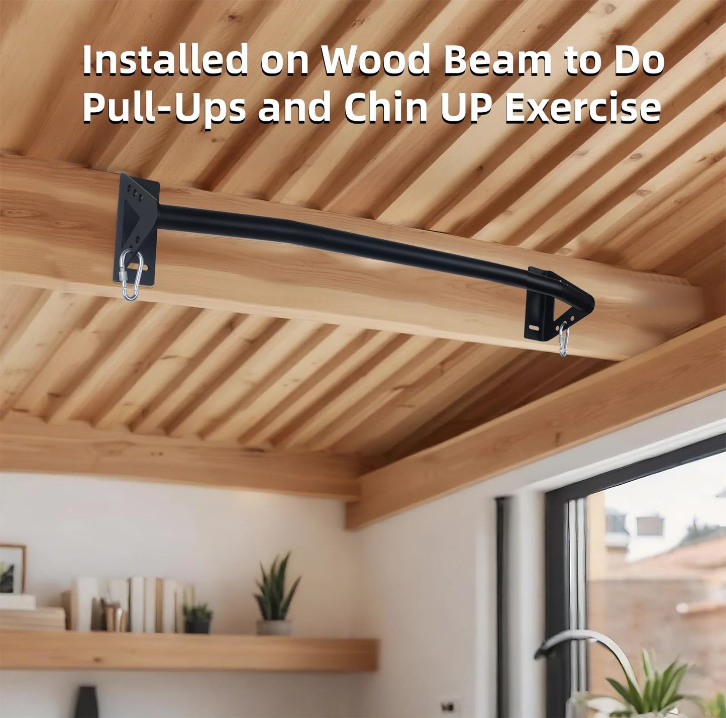 Purife Wall Mounted Heavy Duty Pull Up Bar Doorway With Assist Band, Strength Training Pullups Bar for Doorframe, Thick Metal Sturdy Wall Hanging Bar, Wood Beam or Joist Mount Chin Up Bars 500 lbs