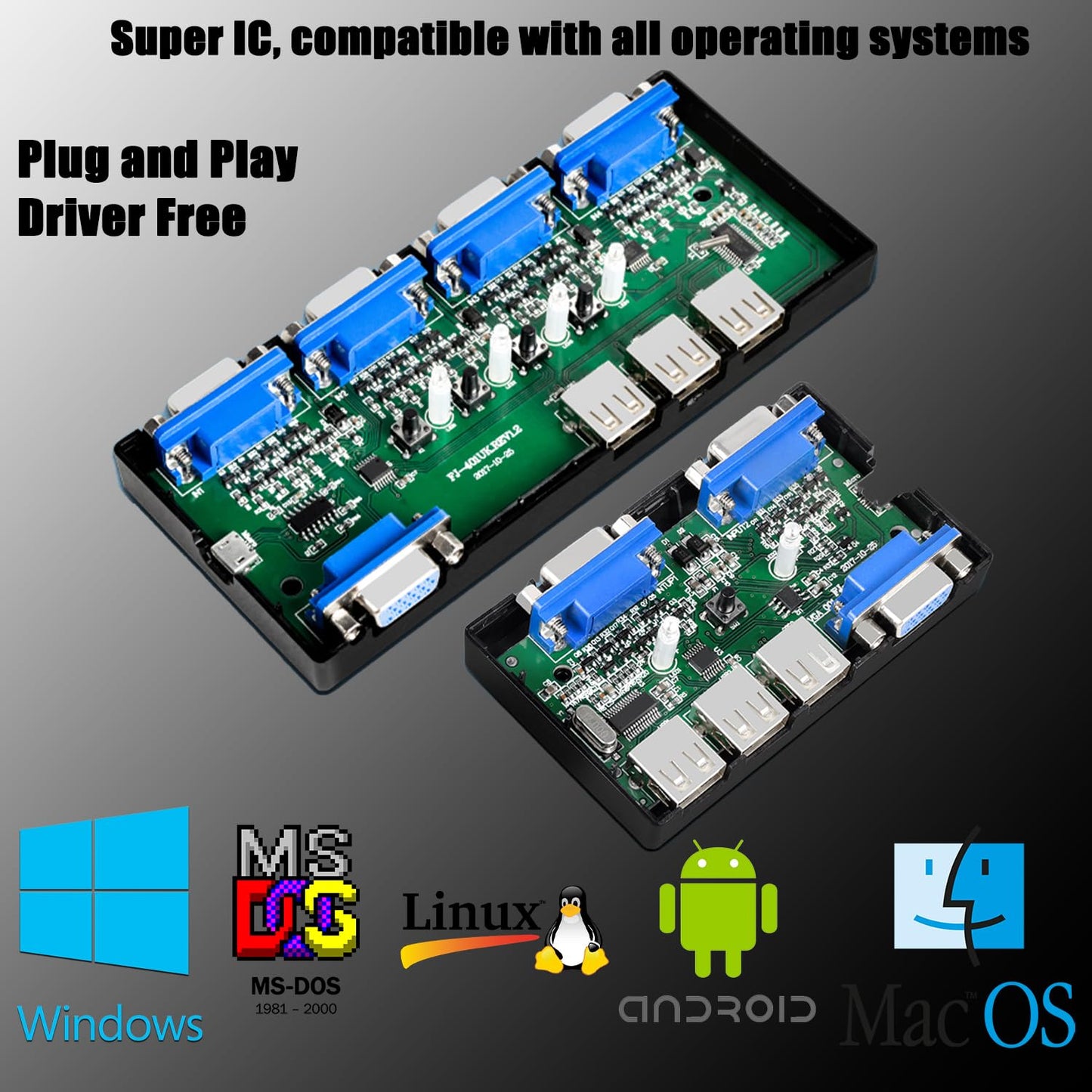 4 4 1 3 2.0 OS,4 1 KVM Switch VGA Port - VGA KVM Switch for Computers Share Monitor & USB Devices,Keyboard Mouse