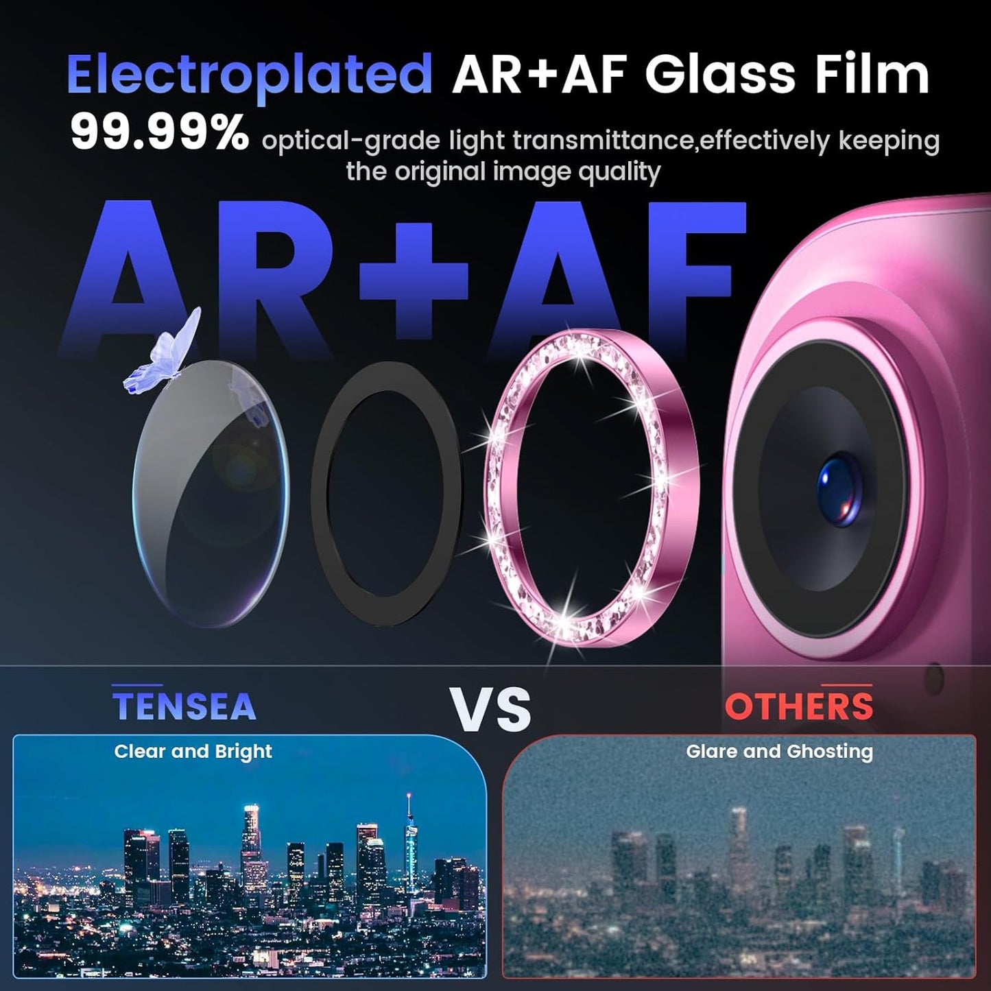 16 16 9H 16 6.1inch/16 6.7inch Tensea for iPhone / iPhone Plus Camera Lens Protector, Tempered Glass Camera Cover