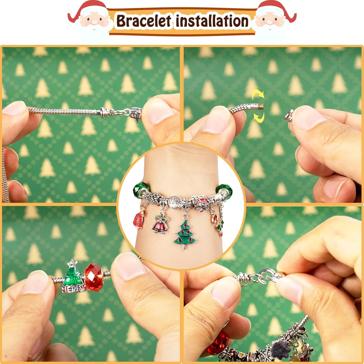 OuMuaMua Christmas Advent Calendar Bracelets - 24-Day DIY Jewelry Kit with 44 Charms for Girls & Teens