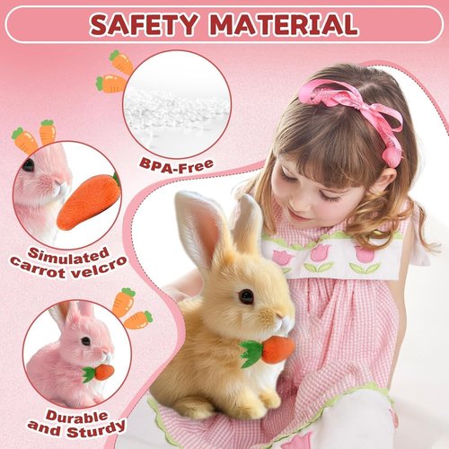 Bunny Realistic Bunny Toy - Interactive Hopping & Talking Easter Bunny for Kids | Educational Fun with Carrot