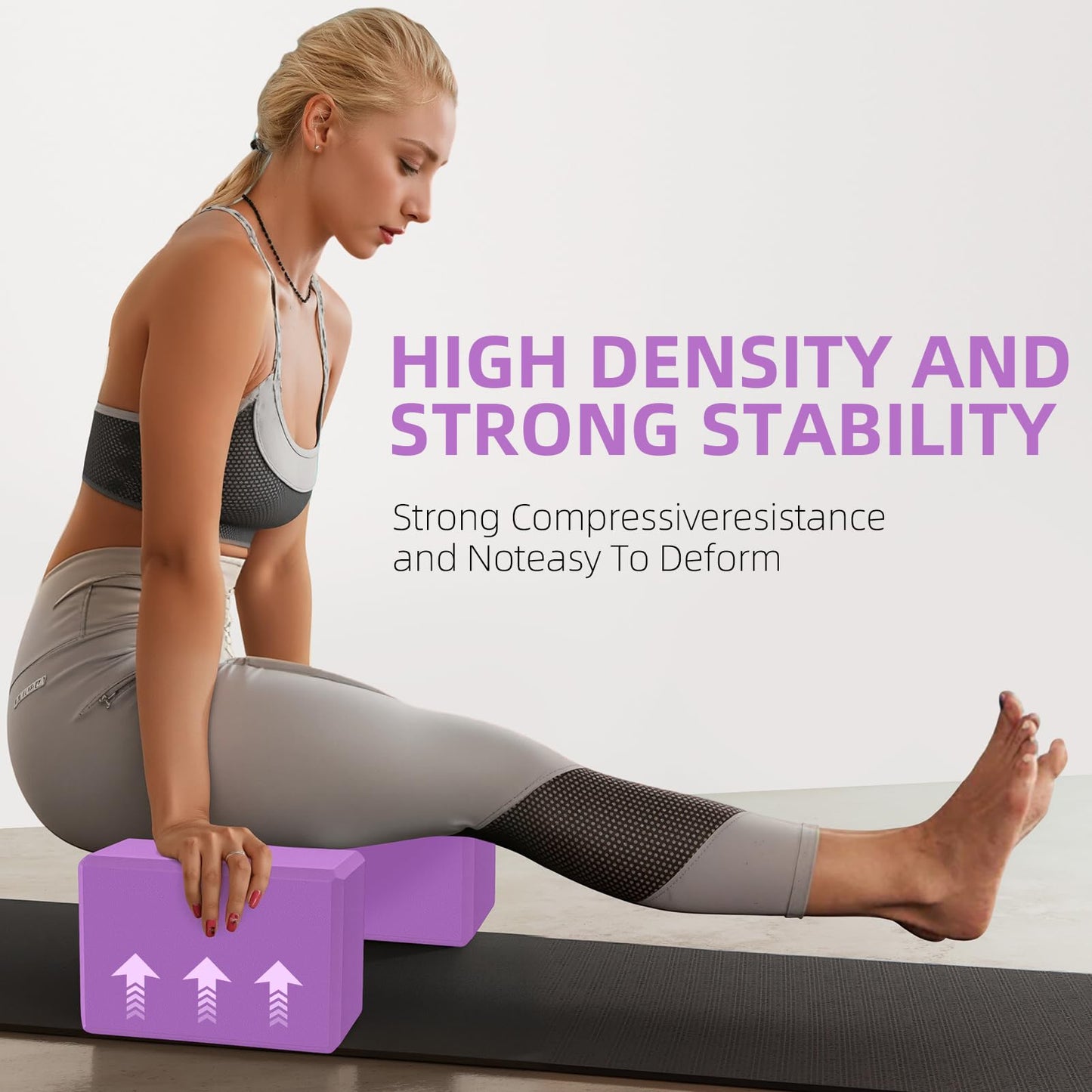 Large Foam Yoga Block 1 Pack, 9x6x4 Sturdy Pilates Block, Workout Block, Non Slip Surface Yoga Brick for Pilates Meditation, Stretching and Toning (Purple)