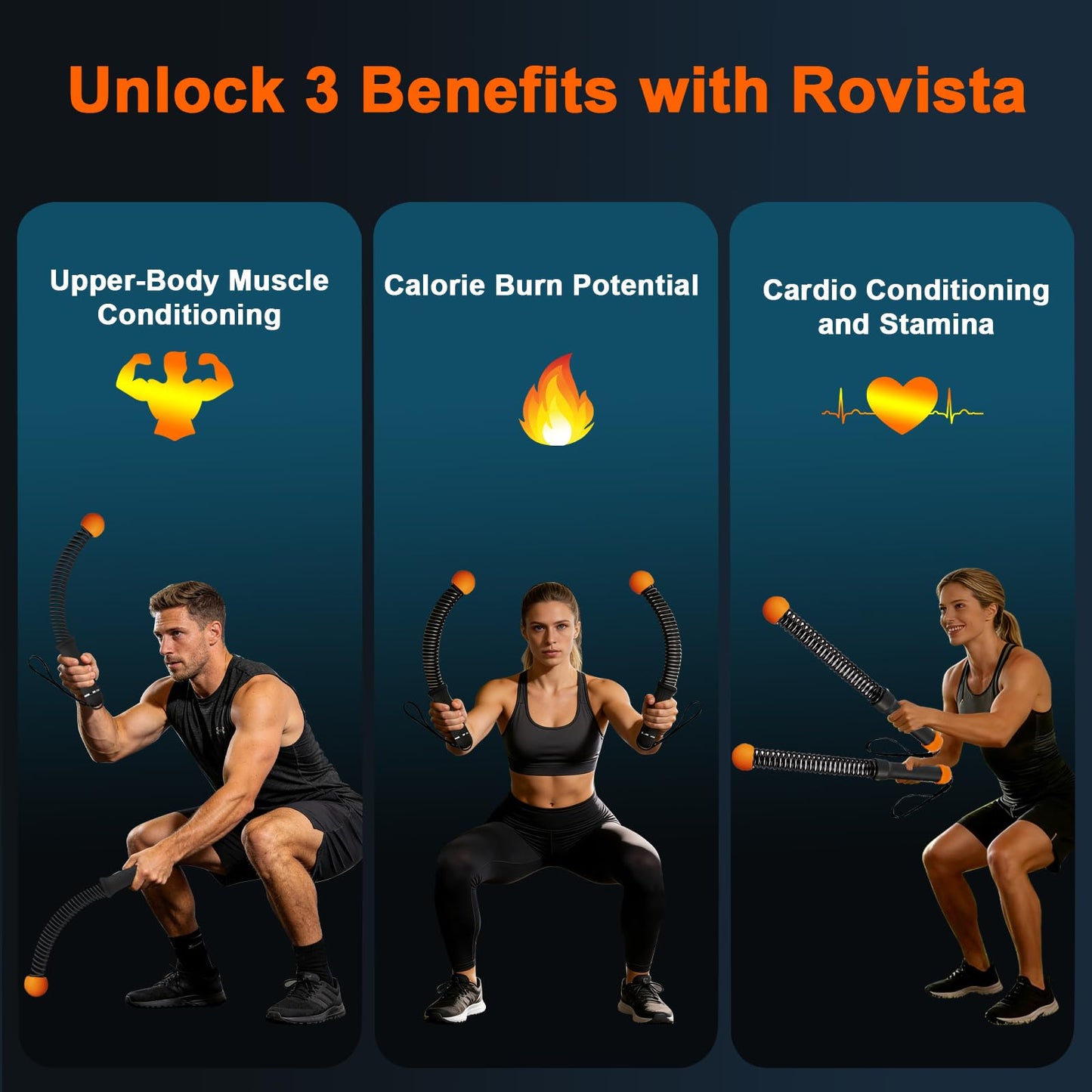 Weighted Ropeless Battle Ropes, Heavy Duty Portable Cordless Battle Ropes for Home Gym, Exercise Equipment for Low-Impact Aerobic Training, Strength & HIIT, for Men & Women