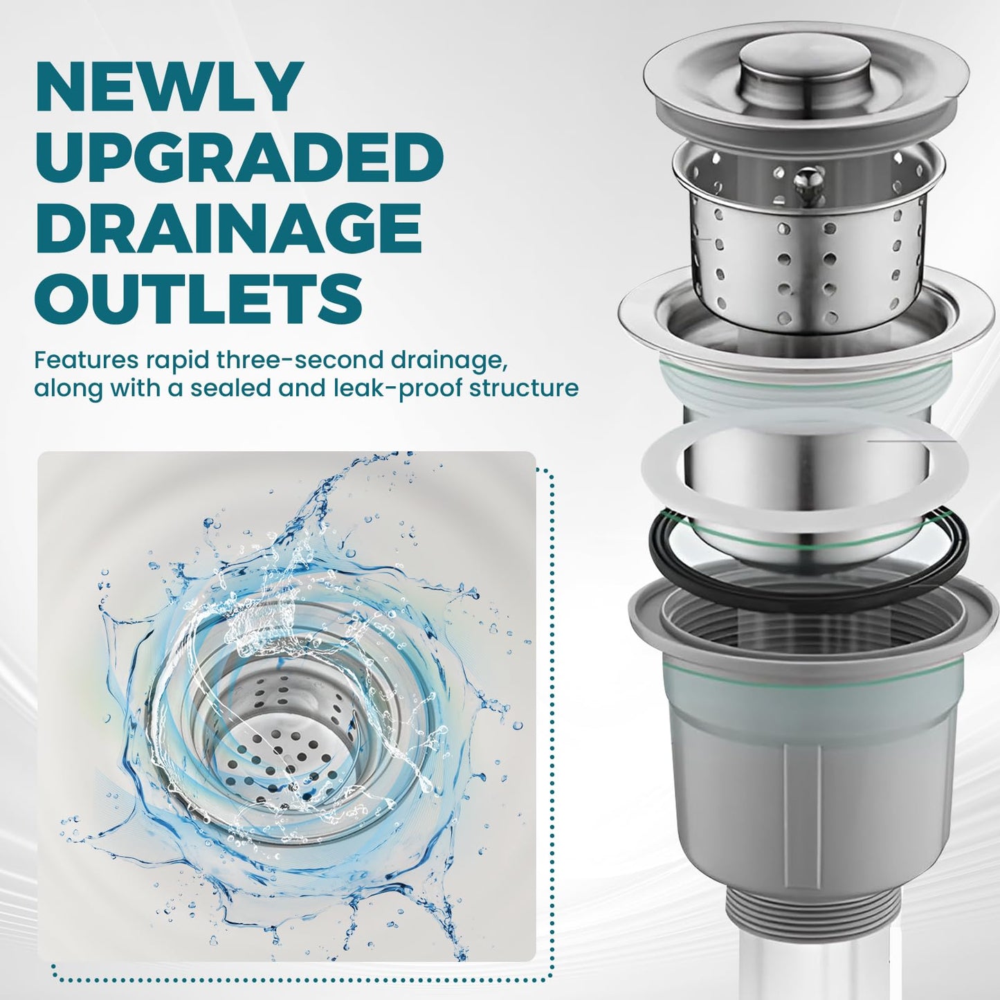 Commercial Mop Sink 304 Stainless Steel Floor Sink with Deep Basin, Anti-Splash Design & Quick Drainage Heavy-Duty Mop Service Basin for Kitchen, Laundry, Garage, Restaurant (23.6''×16.1''×21.6'')