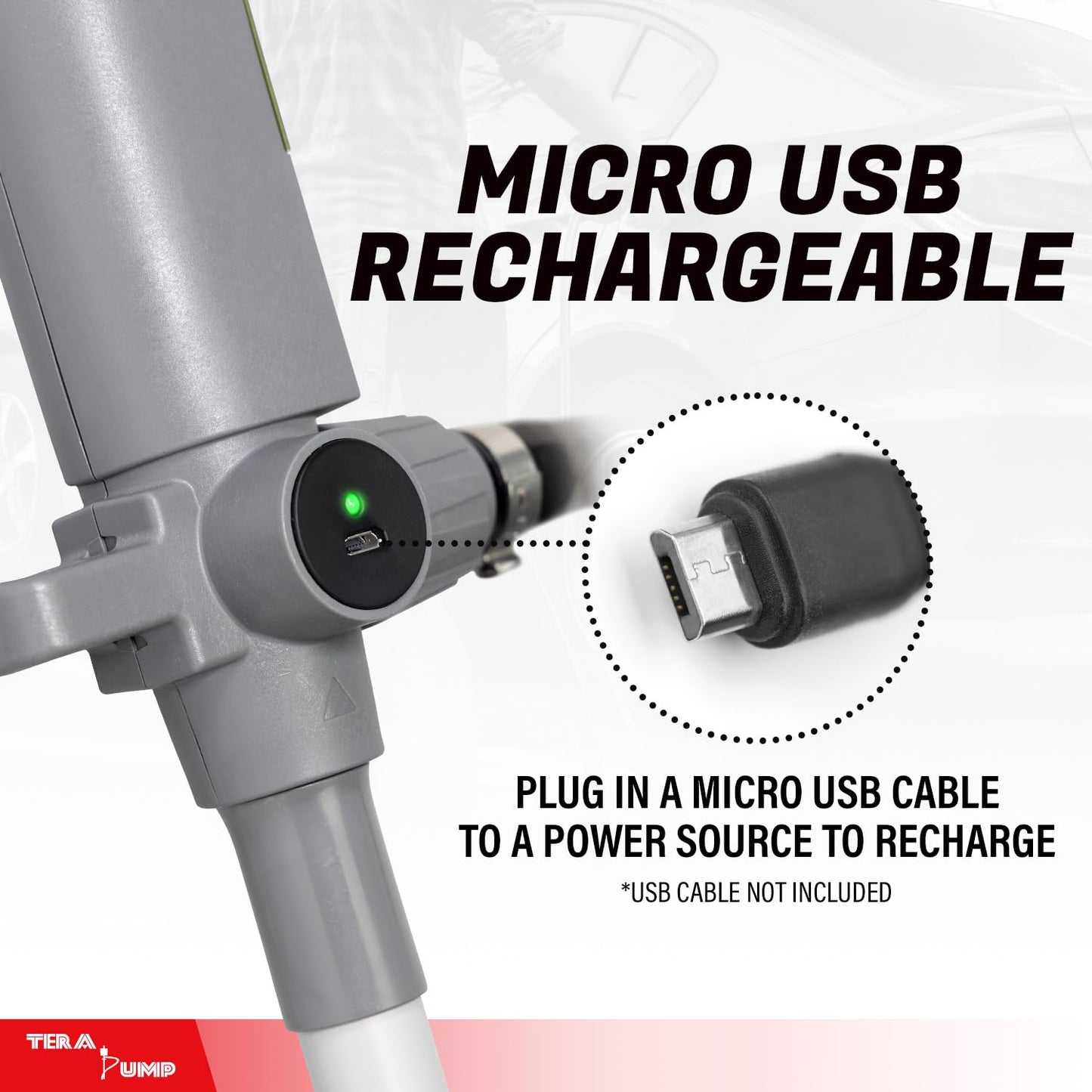 TERA PUMP Next Gen. 2x More Powerful Rechargeable Battery Liquid Transfer Pump (Up to 20% Faster Flow, 10.3 Liter/Min) Precise Nozzle Extra Long 10-ft. Hose for E85, Gas, Diesel, Kerosene and more