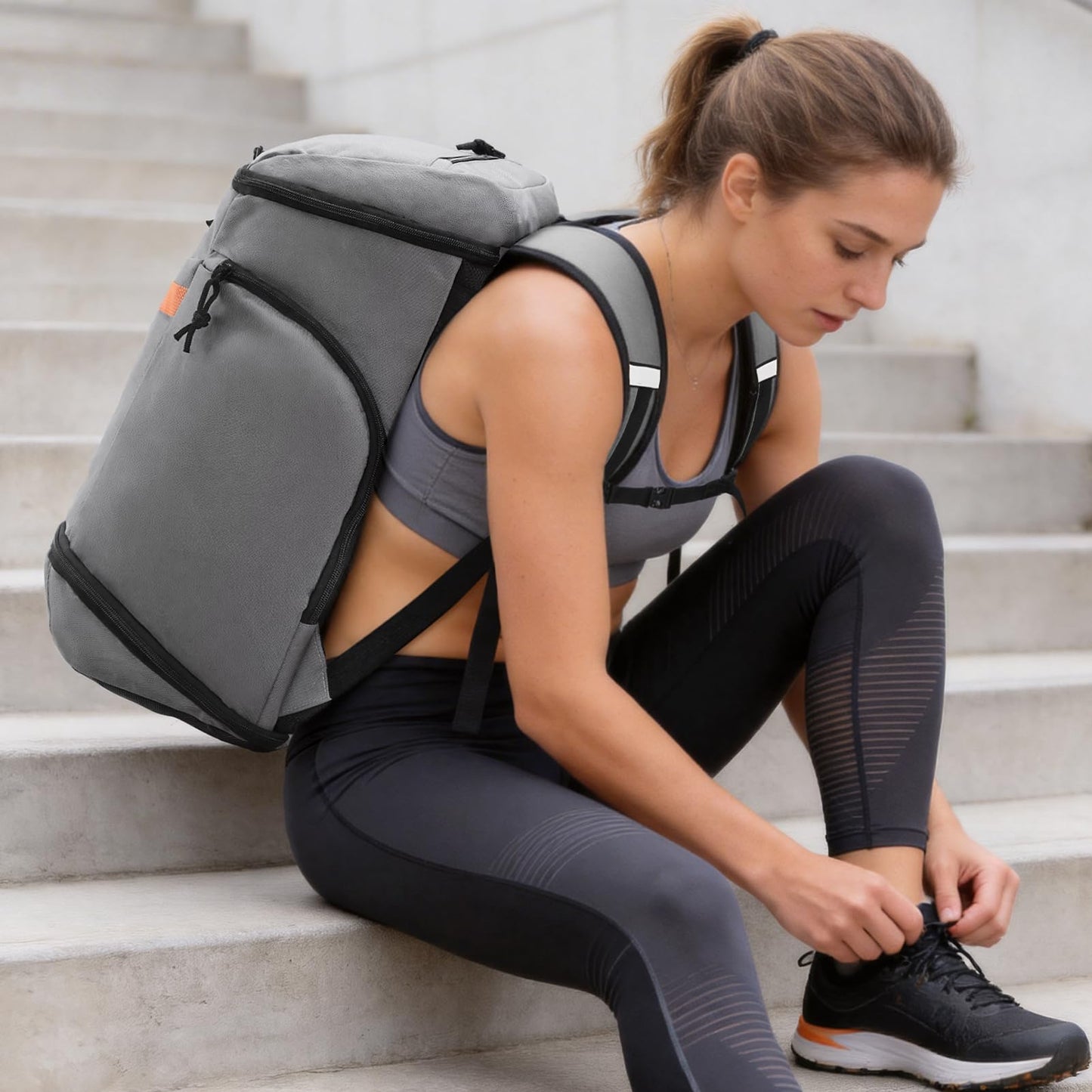 MIER Gym Backpack for Men Women, 35L Basketball Backpack with Shoe Compartment & Wet Pocket Waterproof Sports bag for Travel Workout, Gray