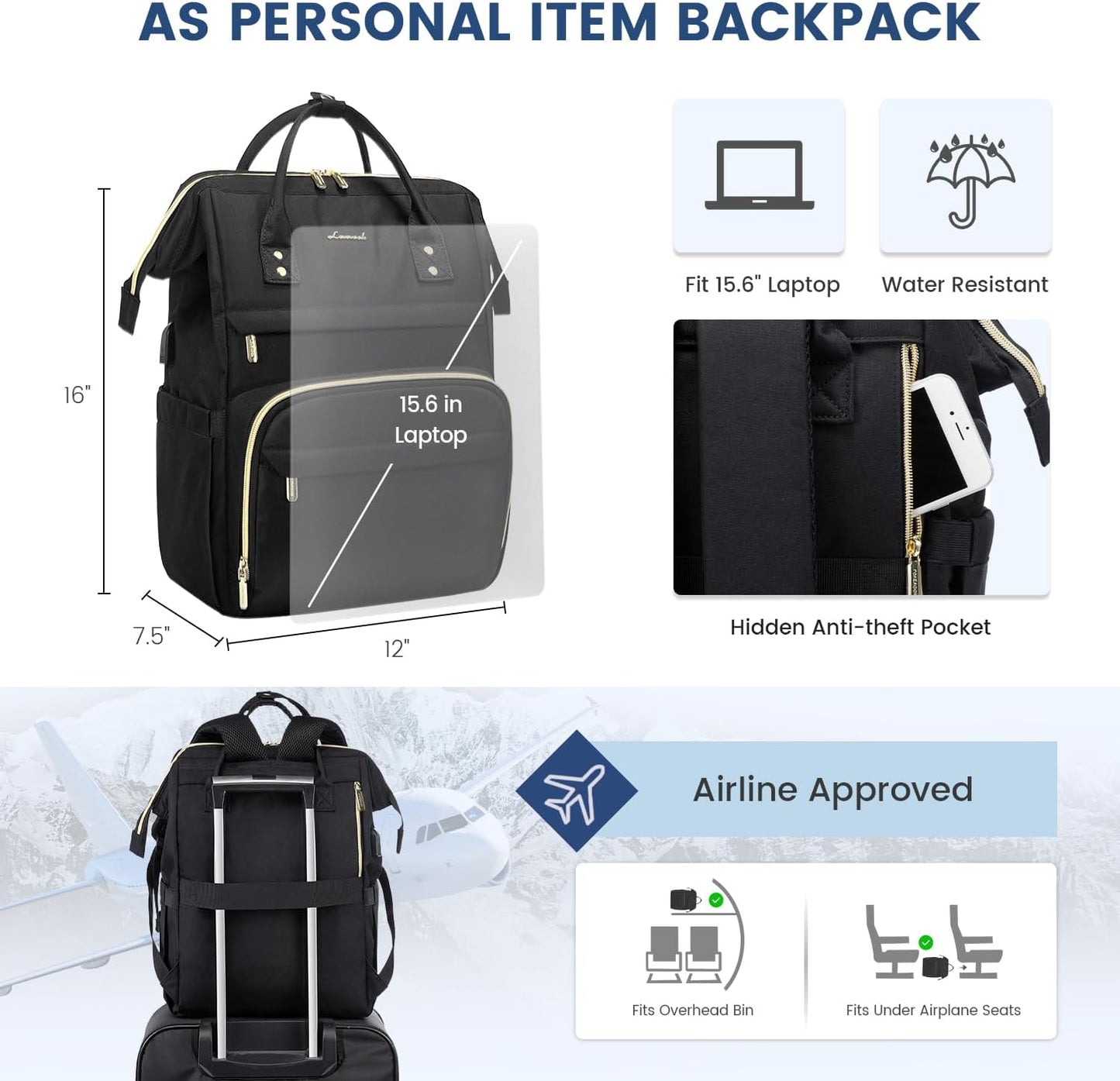 Backpack 15.6 Inch Backpack Backpack Pack LOVEVOOK Laptop Women, Work Woman for Teacher Nurse Bags, Computer College