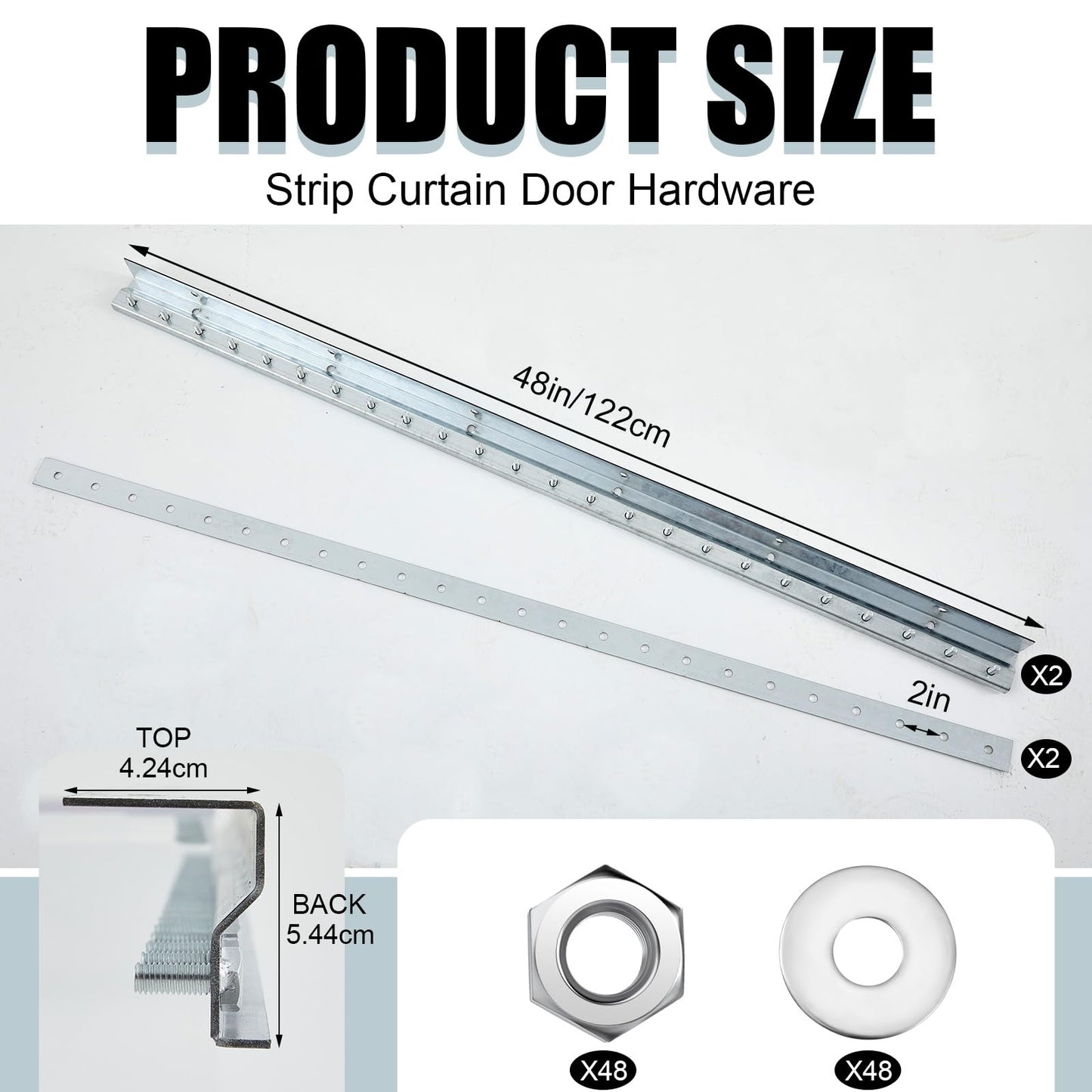 Strip Curtain Door Mounting Hardware Galvanized Steel Commercial Industrial Strip Curtain Door Hanger Kit 8 Foot (Two 4 Foot Sections) for Universal Frame or Wall Mount