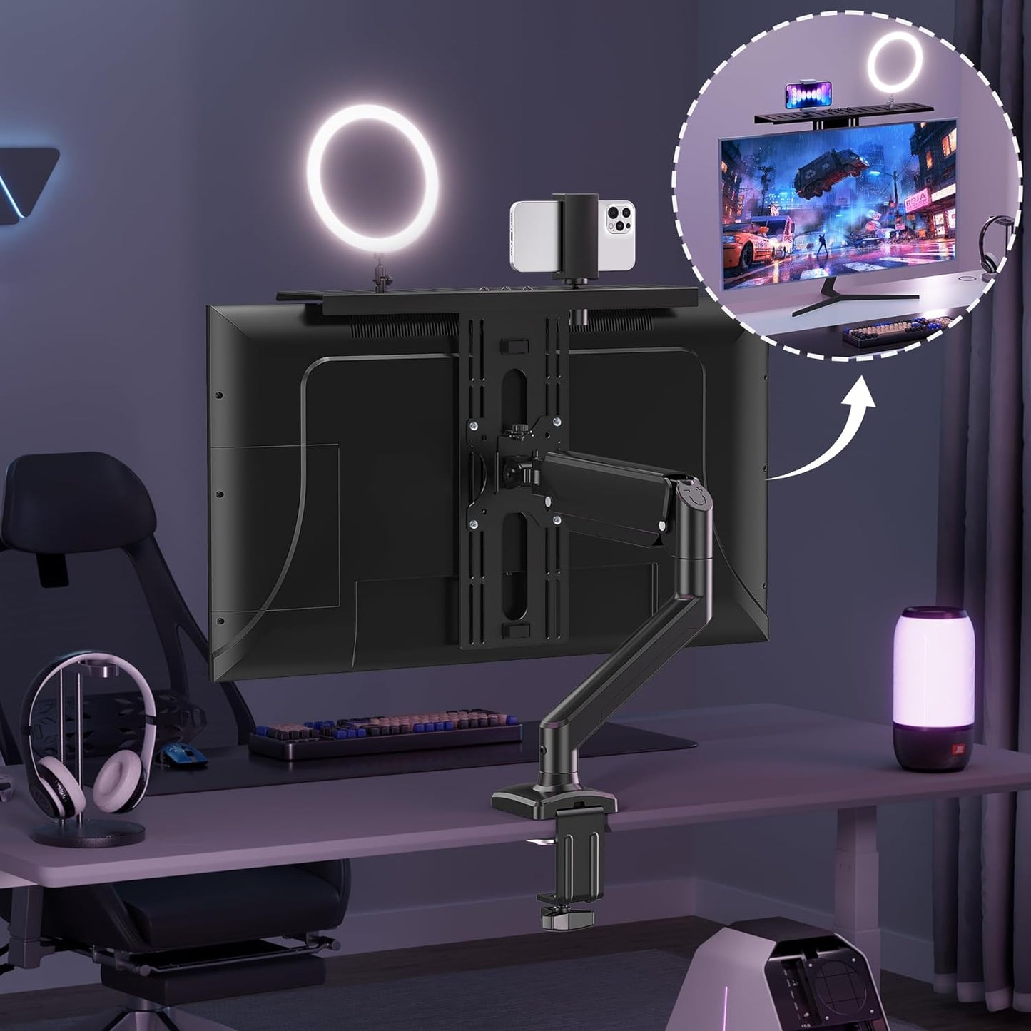 ErgoFocus 11 lbs, 75/100mm, DSLR Monitor Mount Hold up to Monitor Top Shelf for Livestream Device, Camera Mount