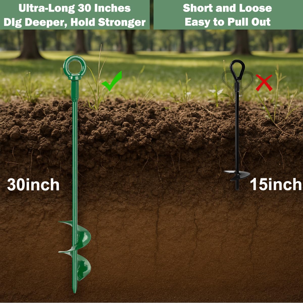 Fuuner 8 Pack 30" Shed Anchor Kit, Triple Helix Ground Earth Anchors with 100 FT 3/16" Galvanized Cable, 8 Turnbuckles & Drill Adapter, Green Auger Anchor for Canopy Gazebo Trampoline Swing Set