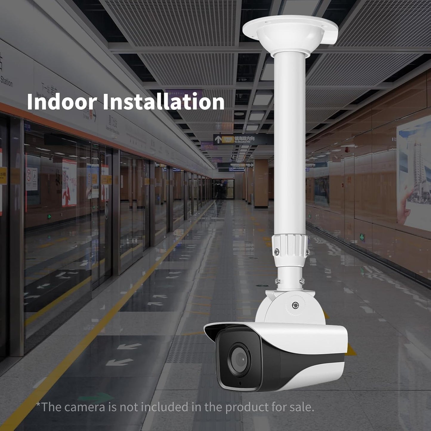 11.8-23.7 inch, ZT-NET Extendable Mounting Pole for Security Surveillance Cameras, Adjustable Ceiling Mount Bracket