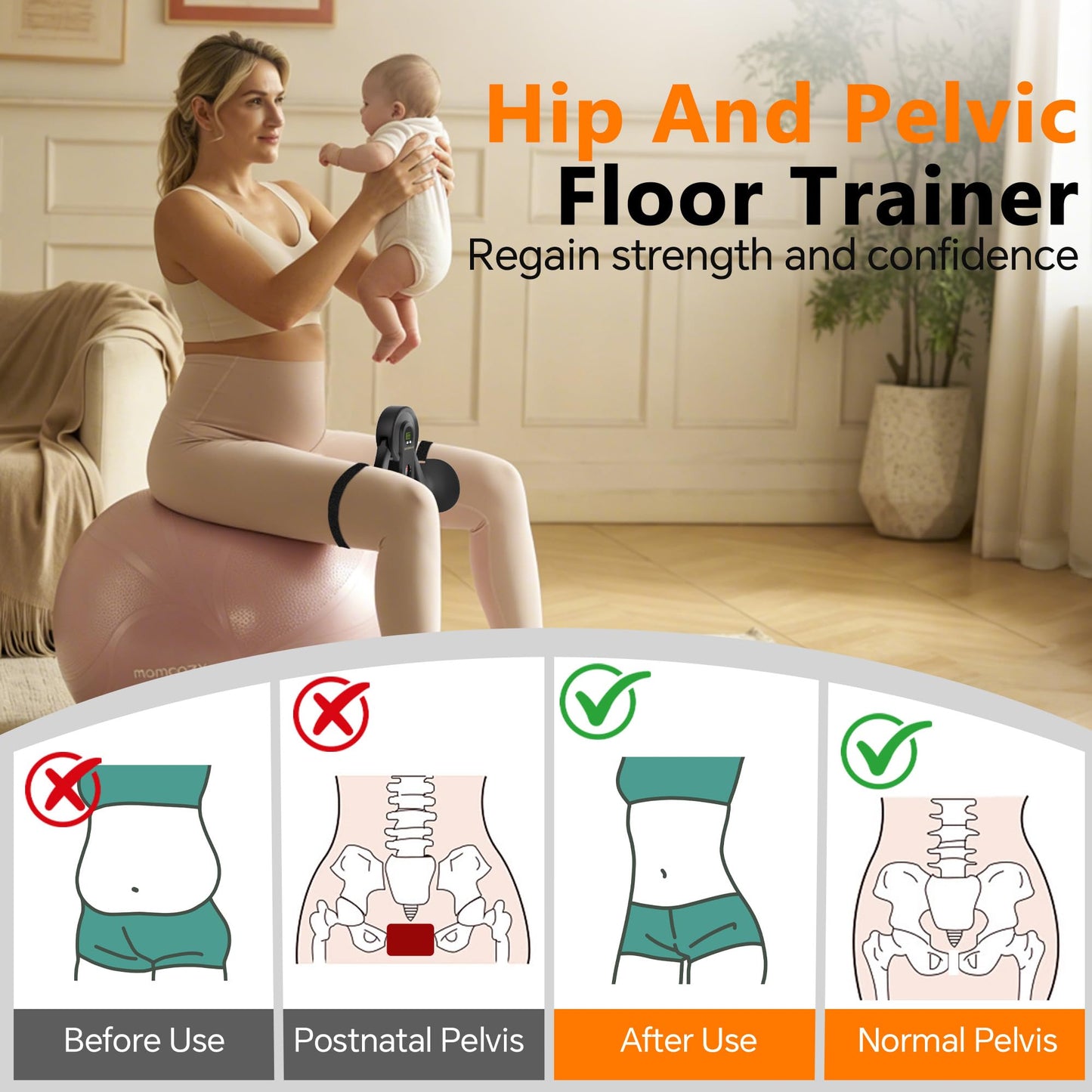 iFirle Pelvic Floor Exercise Devices, Thigh Master Kegel Exerciser 90/135lb Adjustable Pelvic Floor Muscle Trainer with Digital Counter, Resistance Band Straps for Women Men Shaping Home Gym
