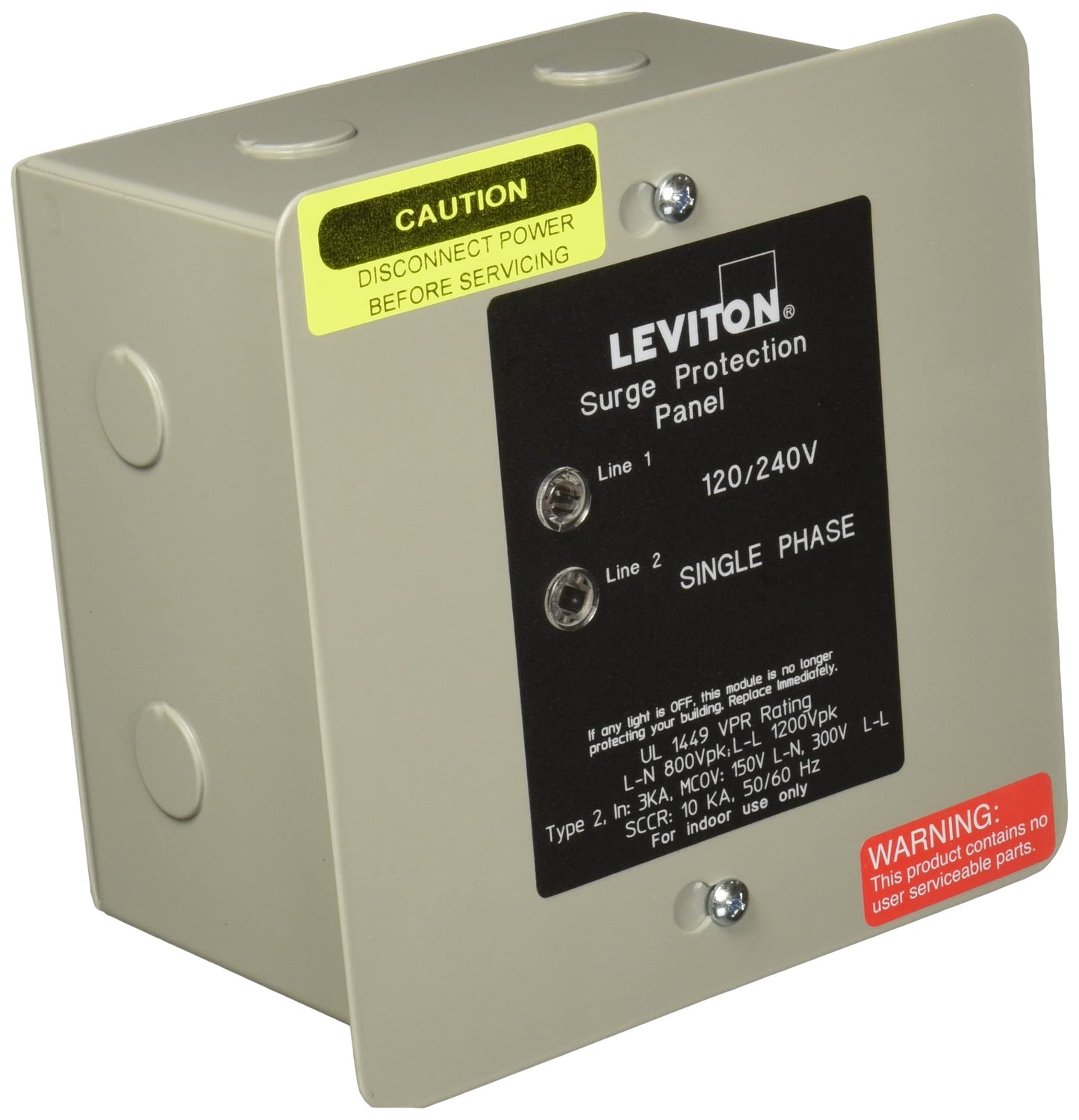 Leviton 120/240 Volt Panel Protector, 4-Mode Protection, Light Commercial/Residential Grade, In NEMA 1 Enclosure, 51120-1