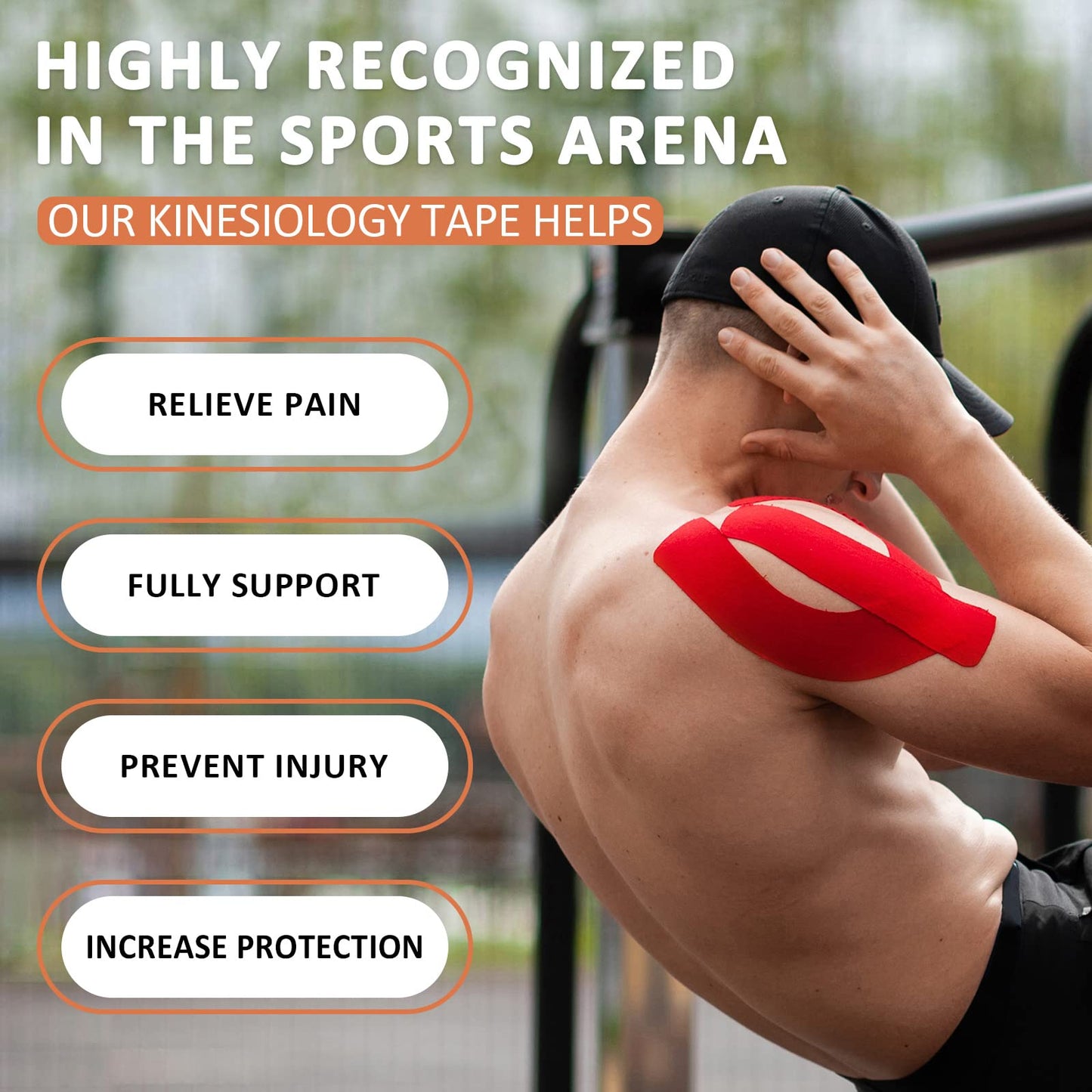 PHYTOP Kinesiology Tape Roll 35M, K Tape Knee Support Uncut Roll, Muscle Tape for Pain Relief, Beige