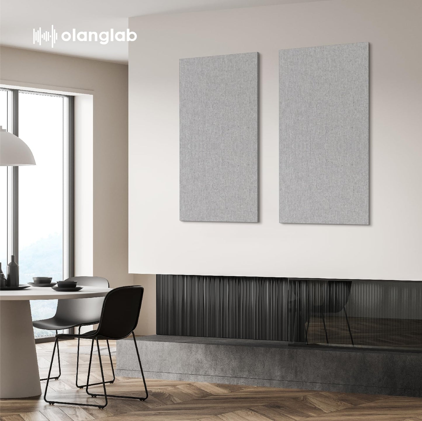 Olanglab Acoustic Panels 2 Pack, 48''x24'' Large Sound Panels, Fabric Wrapped Sound Proof Foam Panels for Walls, Sound Absorbing Panels for Recording Studio Acoustical Treatments (Light Grey)