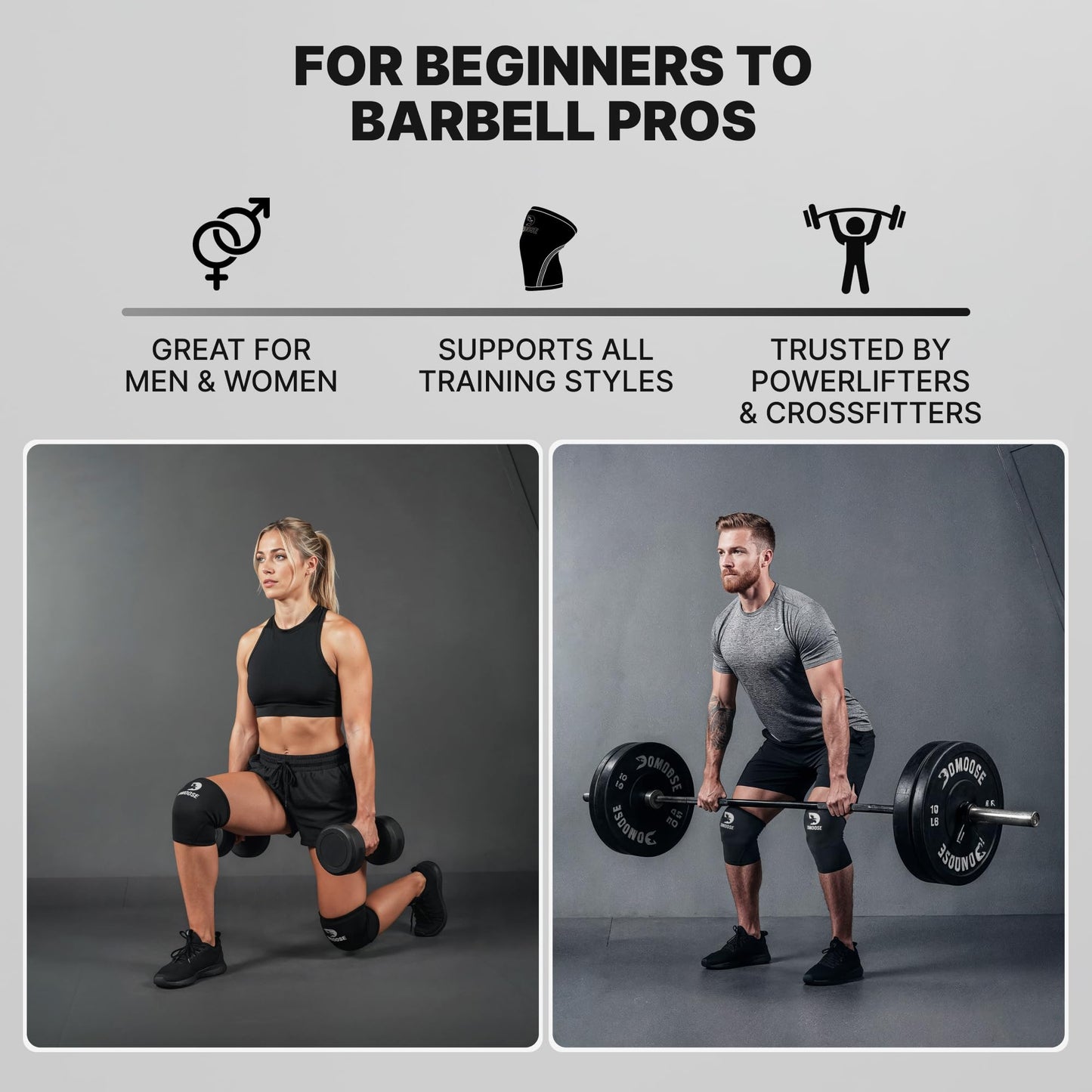 DMoose Fitness Knee Sleeves for Weightlifting (Pair) 78” Knee Wraps for Joint Support, Squats & Powerlifting - Gym Brace Straps for Joint Stability & Pain Relief, USPA & IPL Approved for Men and Women