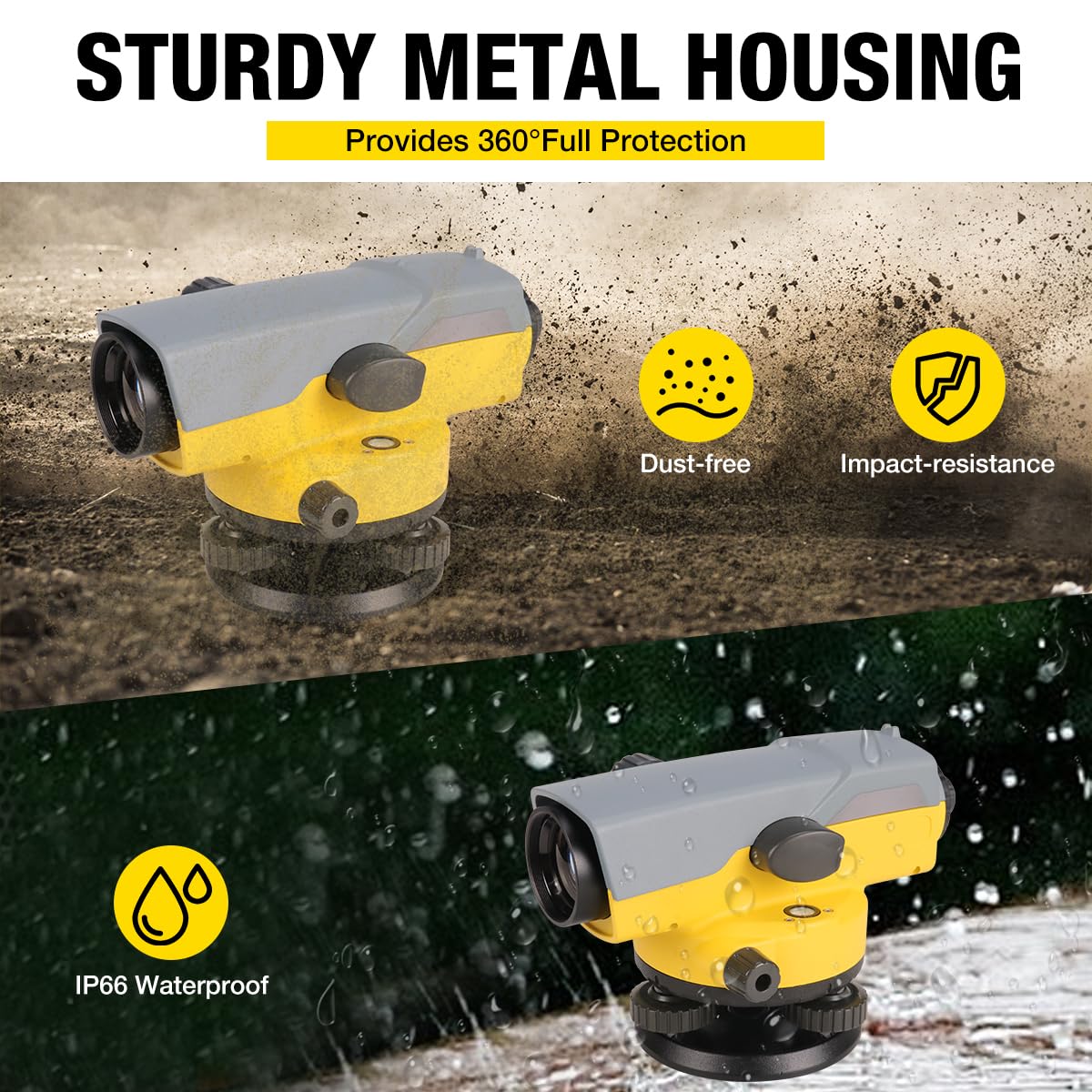 Mountlaser Automatic Transit Level 32X Optical Level Kit with Self- Leveling Magnetic Dampened Compensator and Transport Lock for Builders & Contractors | Excellent Accuracy | Water-resistant