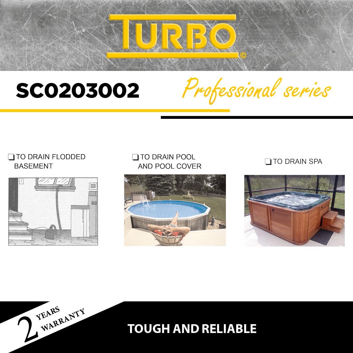 Turbo 1/3HP Submersible Utility Pump without Switch