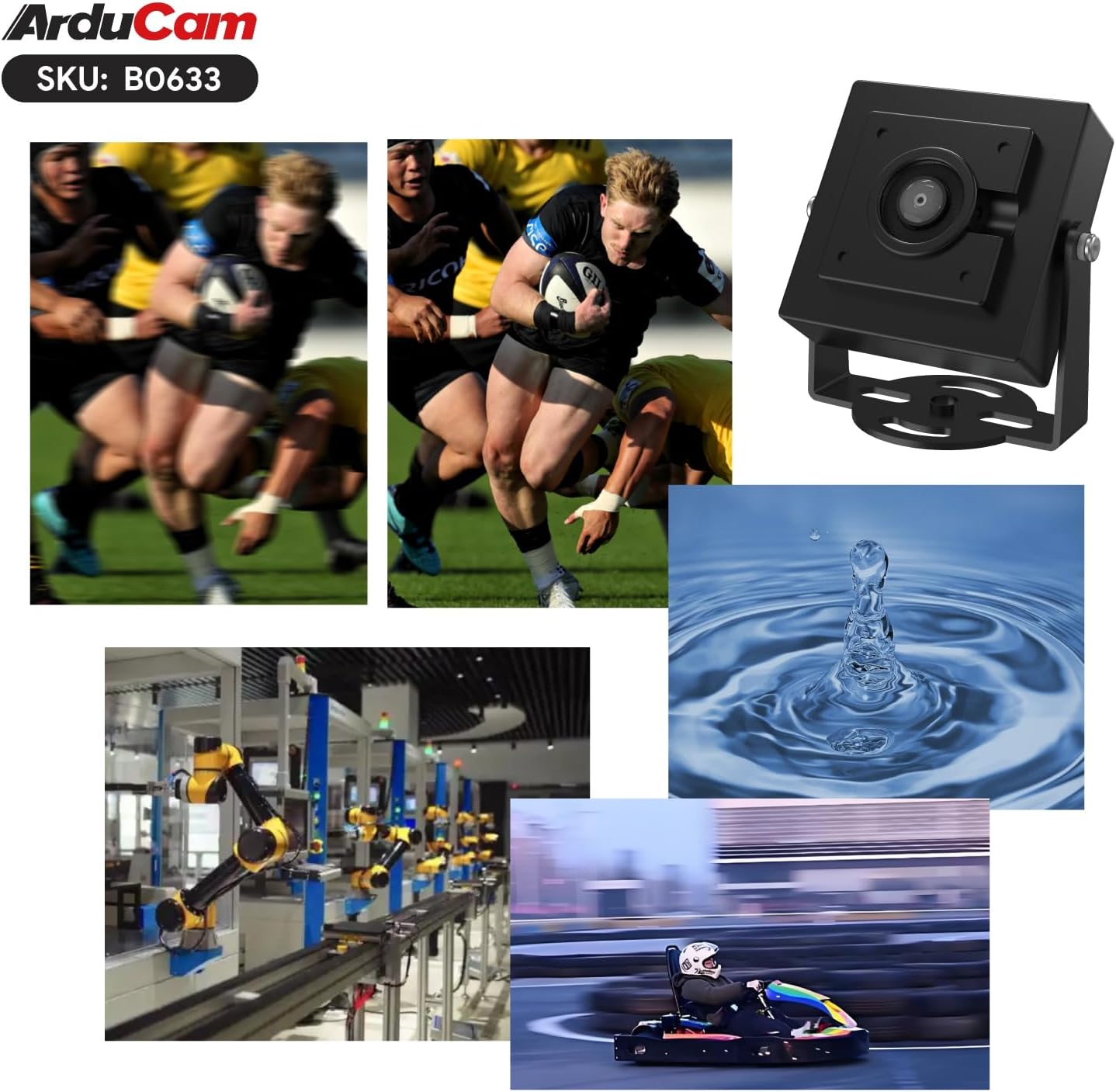 Arducam 160 VGA Global Shutter Color USB Camera Module, FPS@QQVGA High Speed Camera, Wide Angle UVC Webcam for Windows