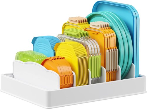 Lifewit Kitchen Cabinet Organizer - Adjustable Lid Holder with 6 Dividers | Large 13" x 10" for Pantry Storage