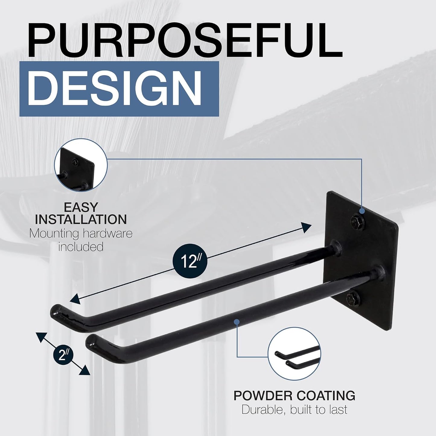StoreYourBoard Ladder Storage Wall Hook - Heavy-Duty Steel Hanger for 2-3 Ladders, Supports 50 lbs