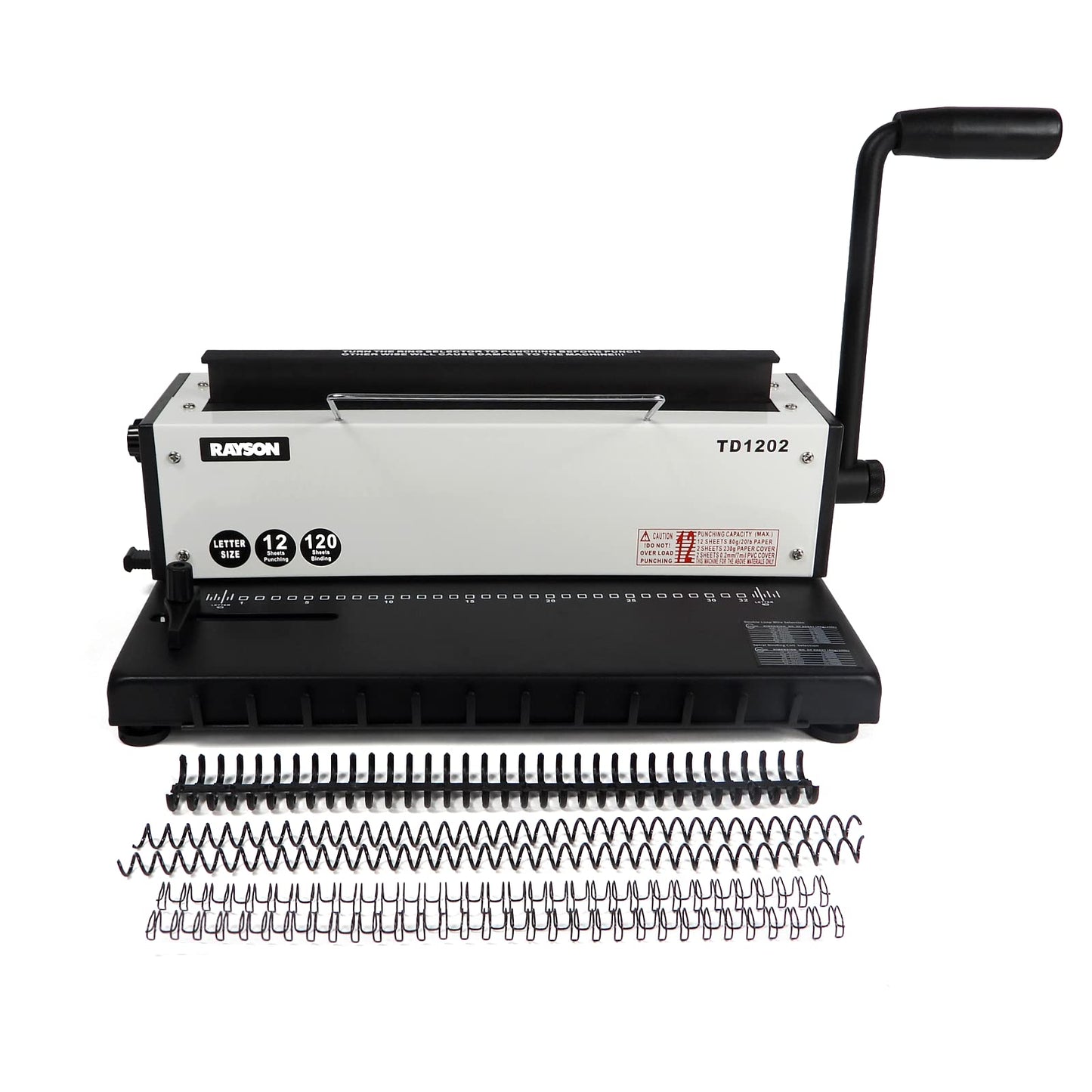Rayson TD1202 Binding Machine, 3:1 Pitch Wire Binder, Punching 12 Sheets/Binding 120 Sheets with Sturdy Metal Construction