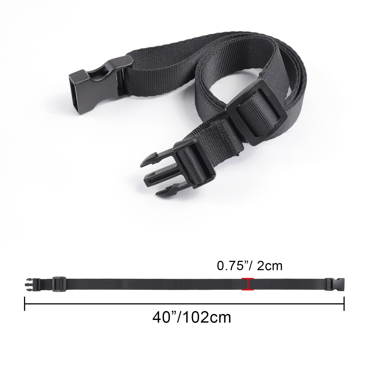 Vigorport Utility Straps Quick Release Nylon Backpack Accessory Bag Strap,Adjustable for Hiking,Travel,Outdoor Sports-4 Pack (Black, 0.75" W-40 L)