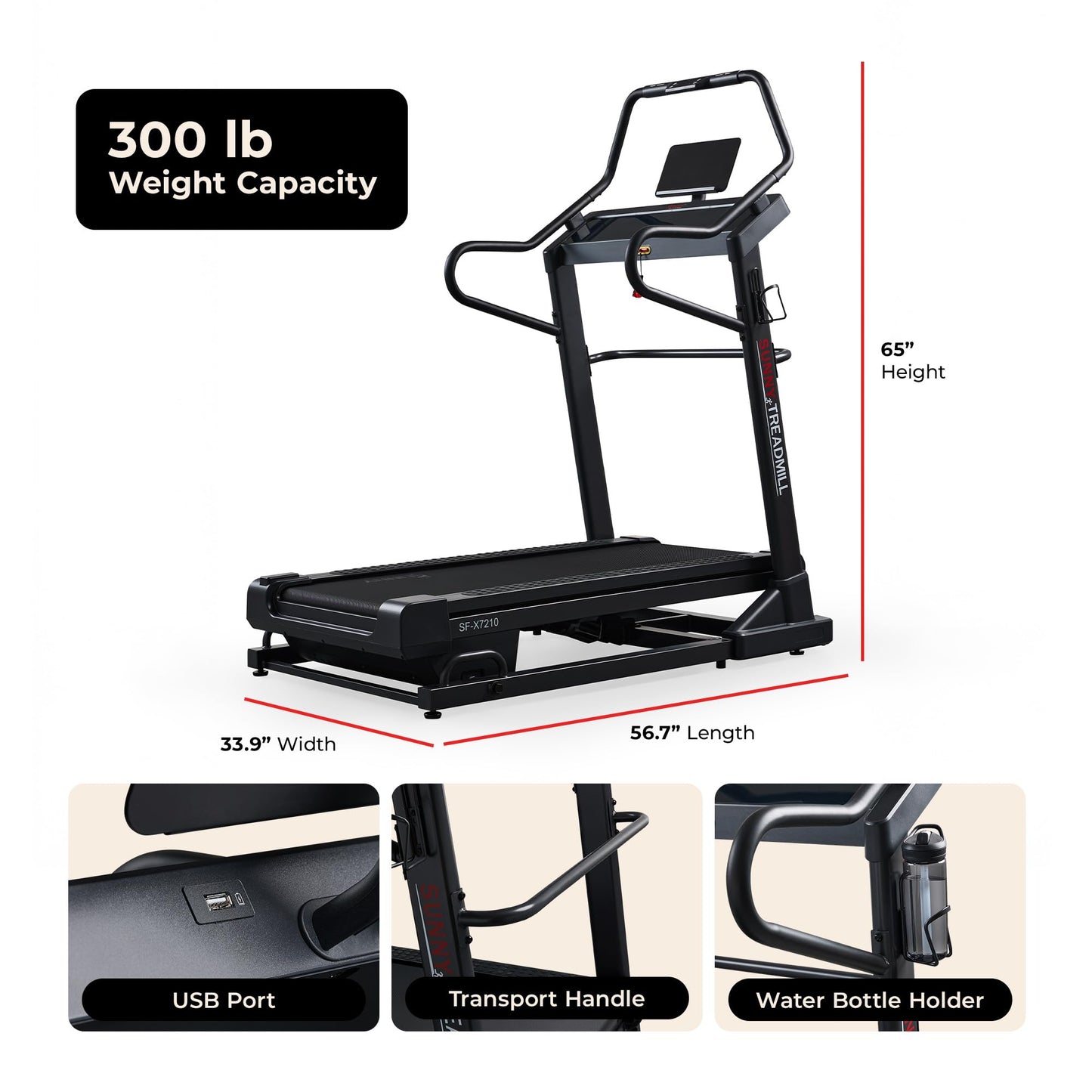 Sunny Health & Fitness Auto Incline Decline Treadmill for Home with Wi-Fi Smart TV Connectivity and Interactive Console, Smooth and Quiet Motor with Cushion Deck, SunnyFit App Access