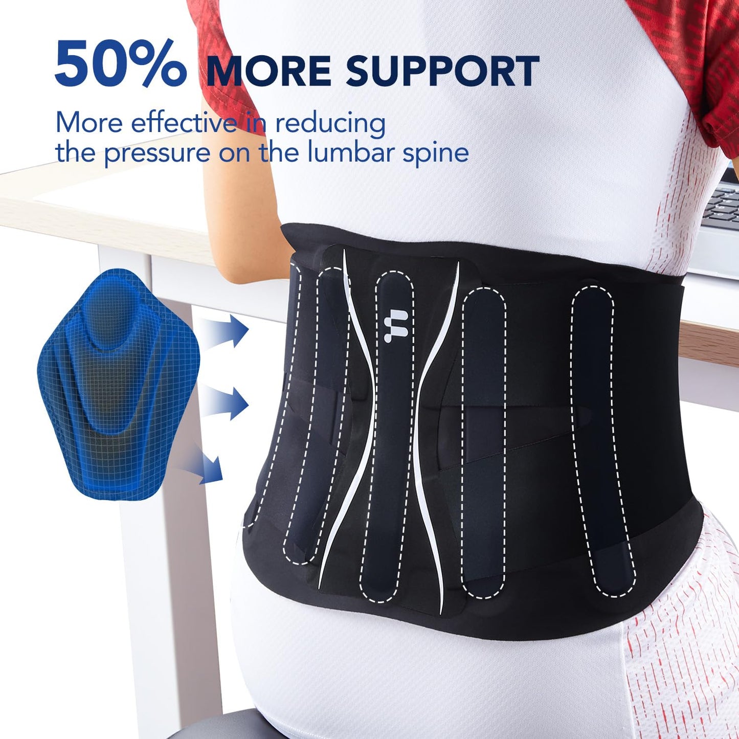 Fitomo Ultra Thin Back Brace for Women Men, Seamless Yoga Fabric for All Day Comfort, Slim-Fit, Wear under Clothes, Removable Lumbar Pad for Lower Back Pain, Sciatica, Posture, Lifting, Black, Size S