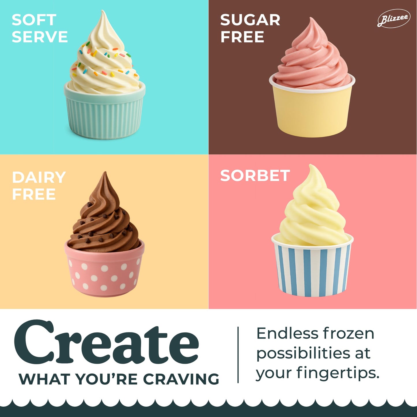BLIZZEE Soft Serve Ice Cream Machine 1.25Qt | No Pre-Freezing Automatic Ice Cream Maker | Built-In Compressor | LED Digital Display | Perfect for Soft Serve, Frozen Yogurt, Dairy Free and More