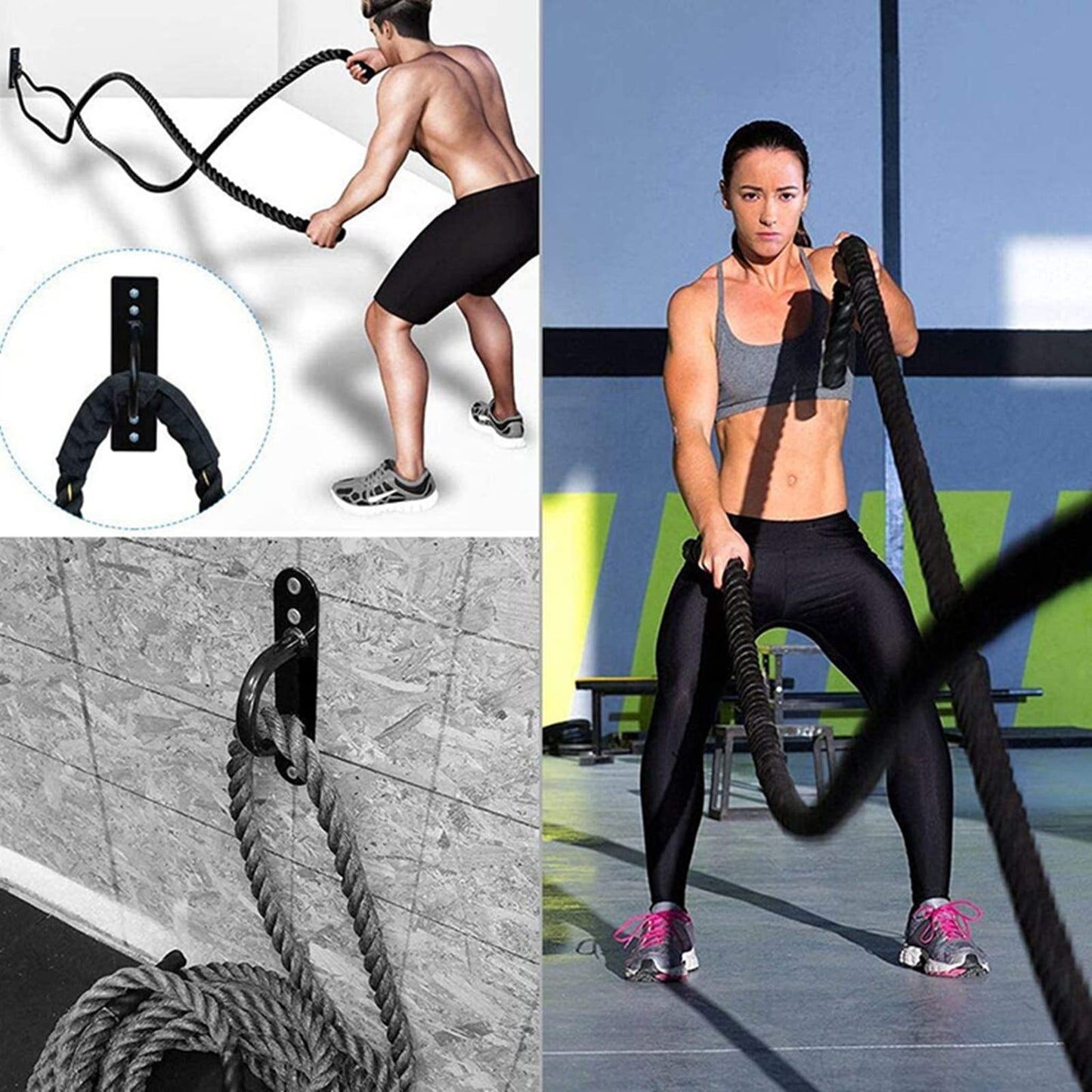 Lyellfe 2 Pack Battle Rope Anchor, Wall Ceiling Mount Bracket for Suspension Strap, Body Weight Strength Training Systems, Heavy Duty Hammock Hanging Kit for Battle Rope, Yoga and Gymnastic Rings