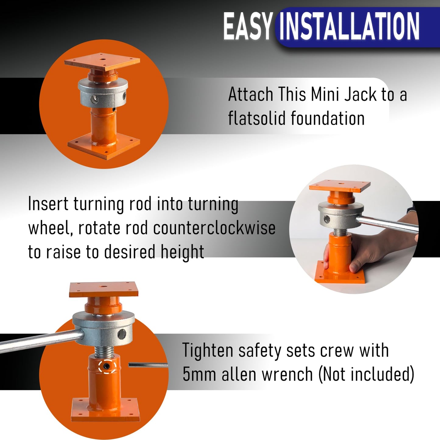 Heavy-Duty Screw Jack Post, 6.5" to 9" Adjustable Steel Shore House Jacks, 4" x 4" Basement Floor Jacks for Leveling, House Lifting & Structural Support