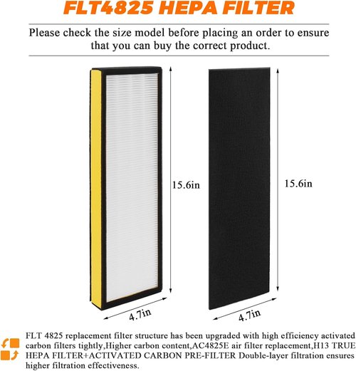 Blutoget FLT4825 Replacement Filter B - Compatible with AC4825, AC4825DLX, & AC4825E | Pack of 2 Filters + 2 Carbon Pre-Filters