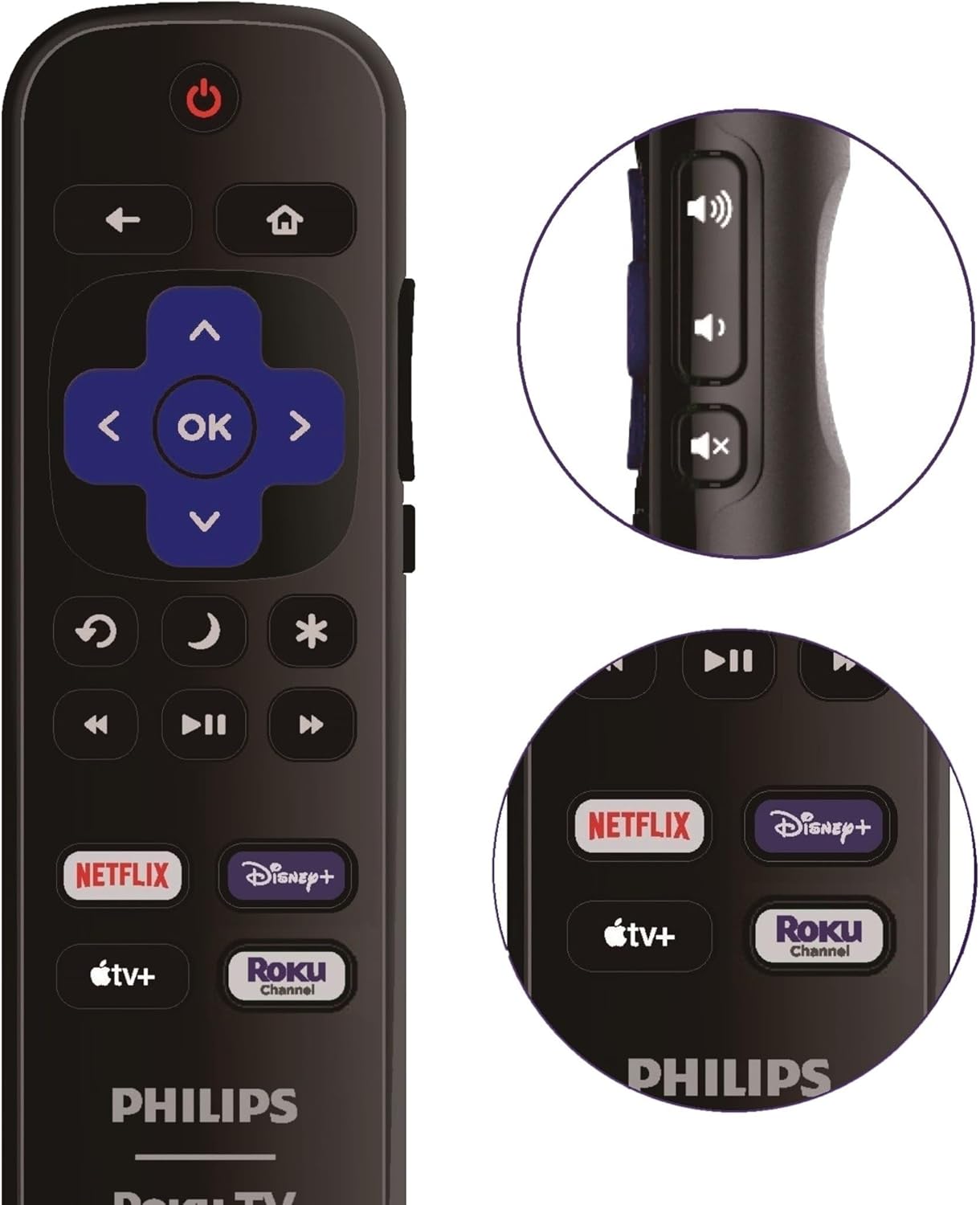 ULTRA PARTS Replacement Remote Control Compatible with All Philips Roku TV Smart TVsOnly Works with Philips Roku TV