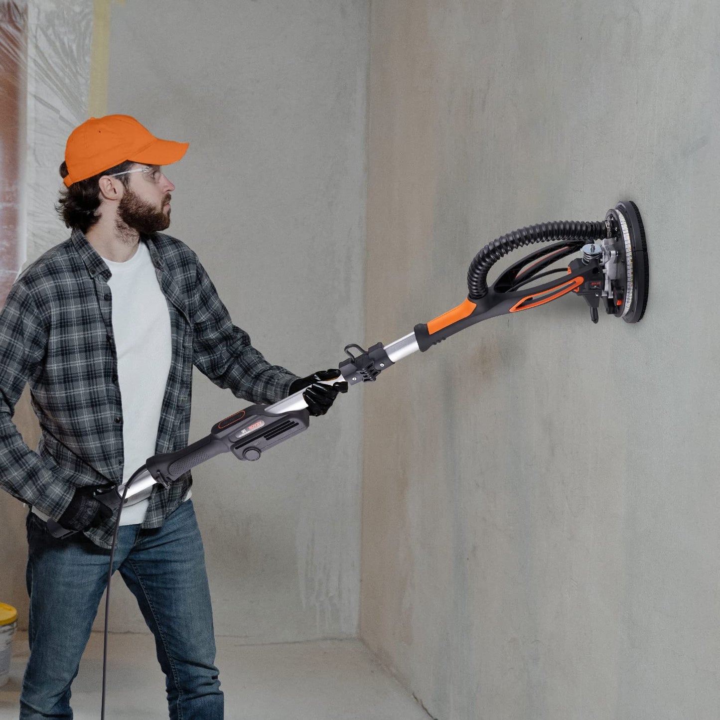 VEVOR Drywall Sander, 800W Brushless Motor Electric Sander, Variable Speed 1000-2300 RPM, Foldable Ceiling Sander with Double-Deck LED Lights, Extendable Handle, 12 Sanding Discs