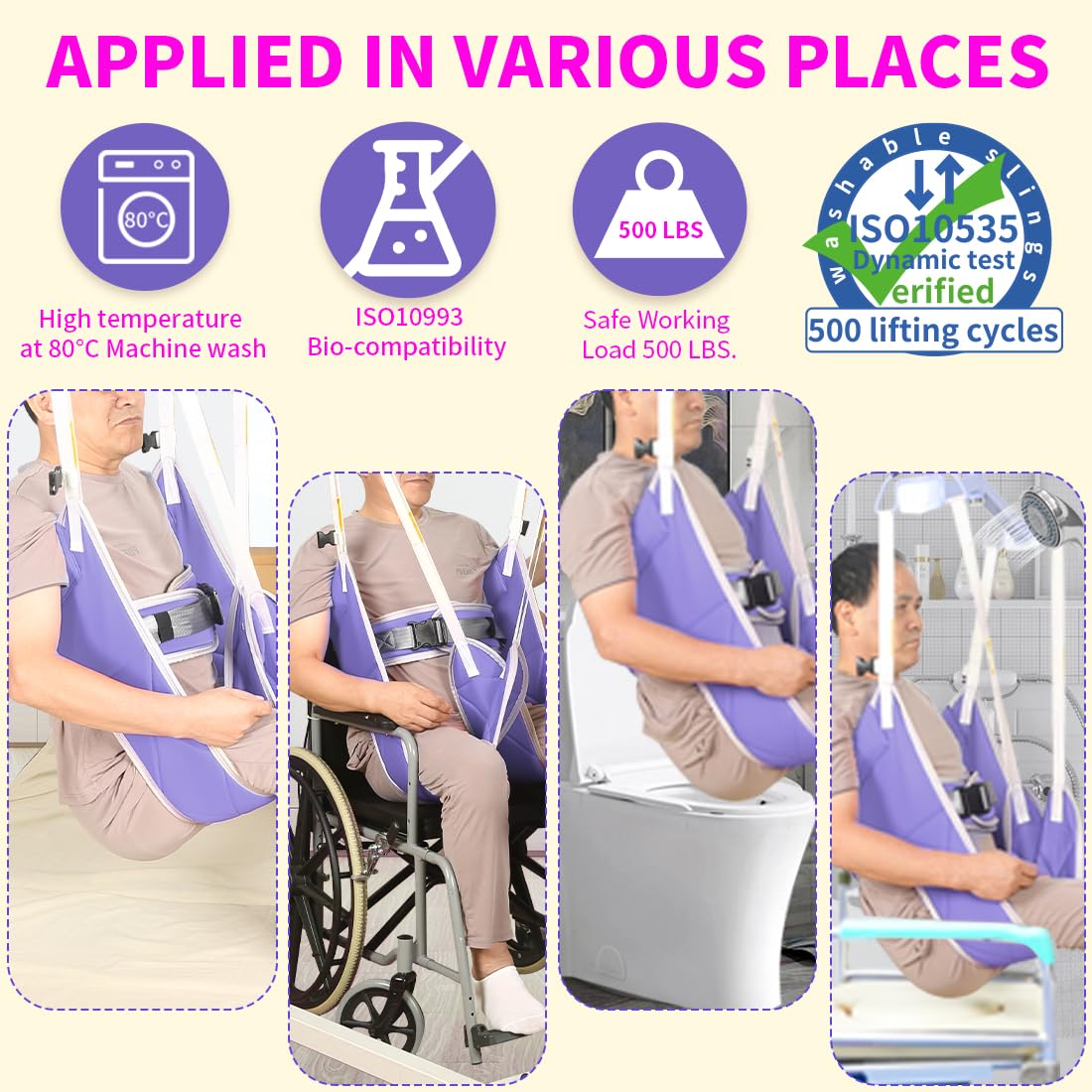 EZ Assistive Soft Foam Pad Transfer Lift Sling,Patient Lift Sling for Elderly/Disabled/Handicap Shower Bath or Toileting,1pc Laundry Bag (Large Without Head Support)