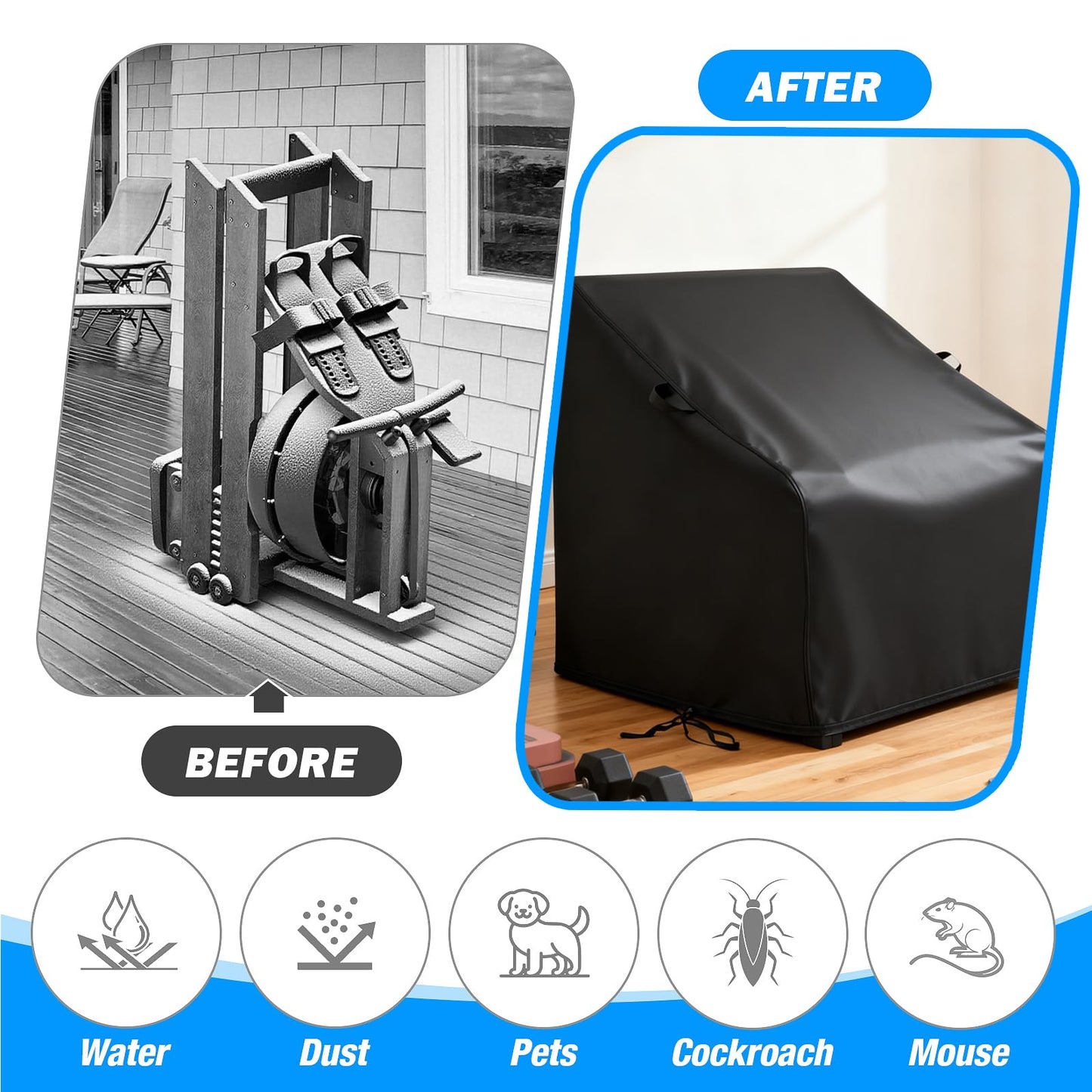 Letsteel Rowing Machine Cover for Foldable Water Rowing Machine - 29.9"L x 20.5"W x 24.8"H, 420D Waterproof Rowing Machines Covers Waterproof Outdoor - Indoor & Outdoor Use (Cover Only)
