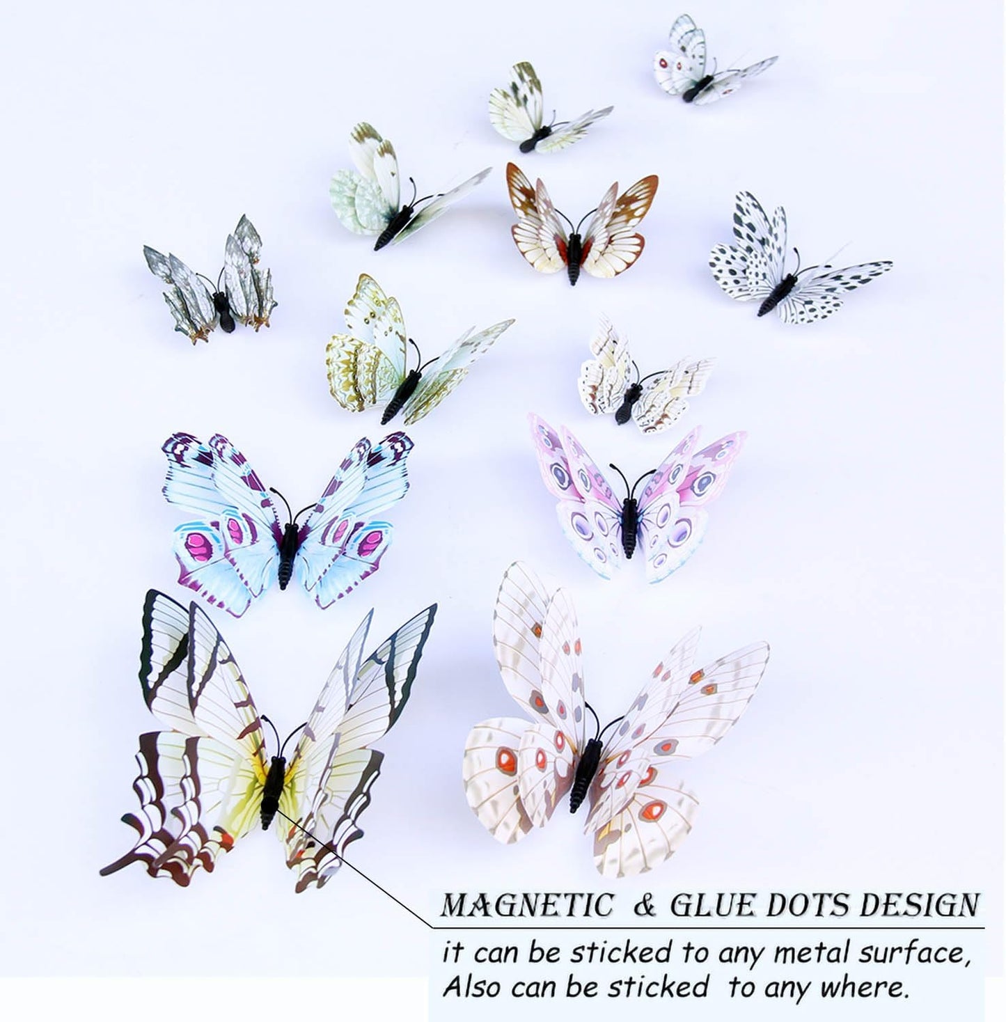 OPSEAM 3D Butterfly Wall Decor - 72 PCS White Butterfly Stickers with Magnets for Party Decorations