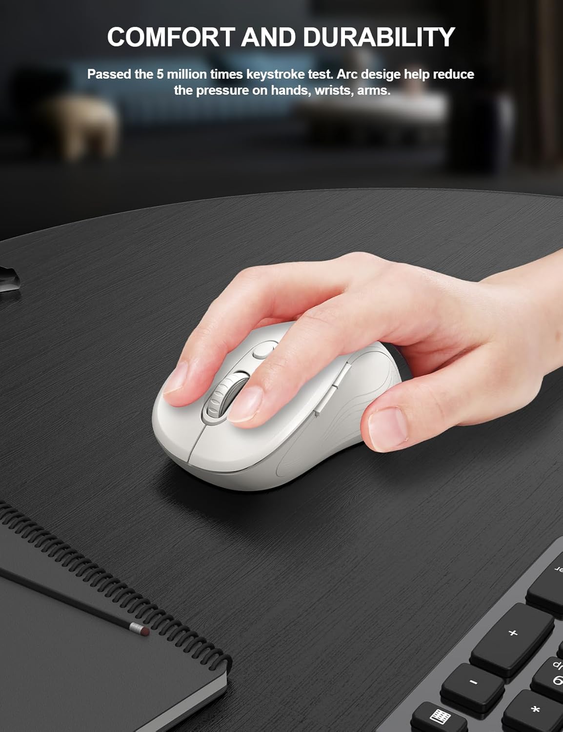 Trueque 2.4GHz 3 6 M01 Wireless Mouse for Laptop, Ergonomic Computer Mouse with Back & Forward Buttons, Adjustable DPI