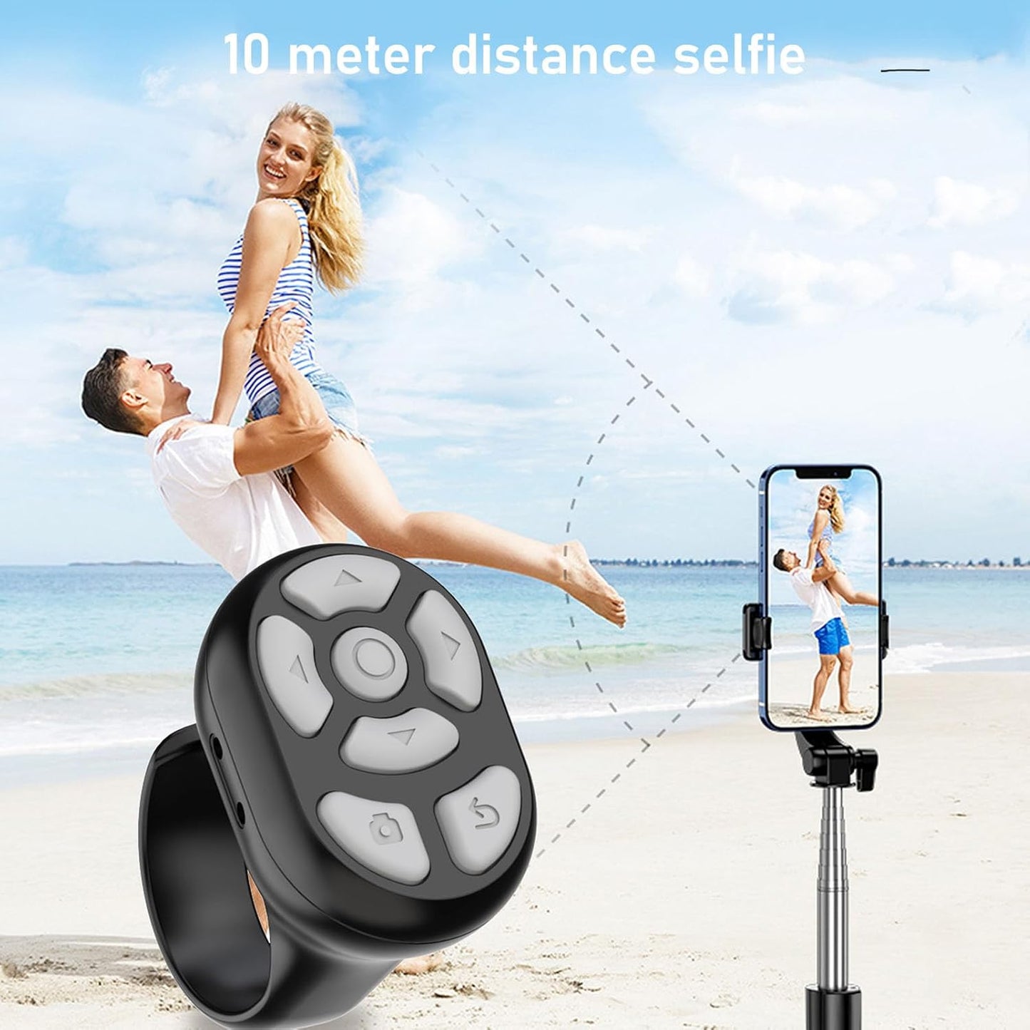 Luqeeg Bluetooth Remote Control App Page Turner, Camera Remote Shutter Selfie Button, Long Distance Control Remote