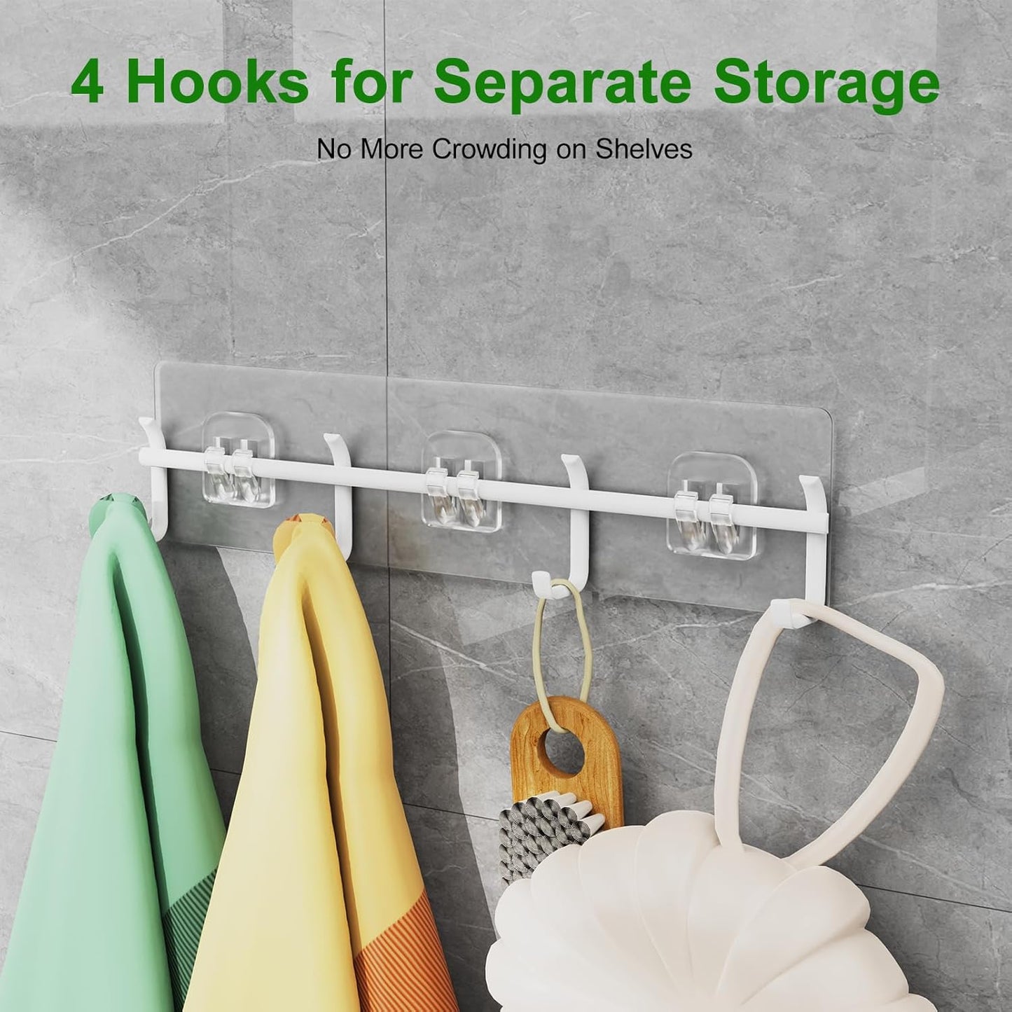 Skiennix Adhesive Shower Caddy - Rustproof 6-Pack Shower Shelves | No Drilling Bathroom Organizers in Clear