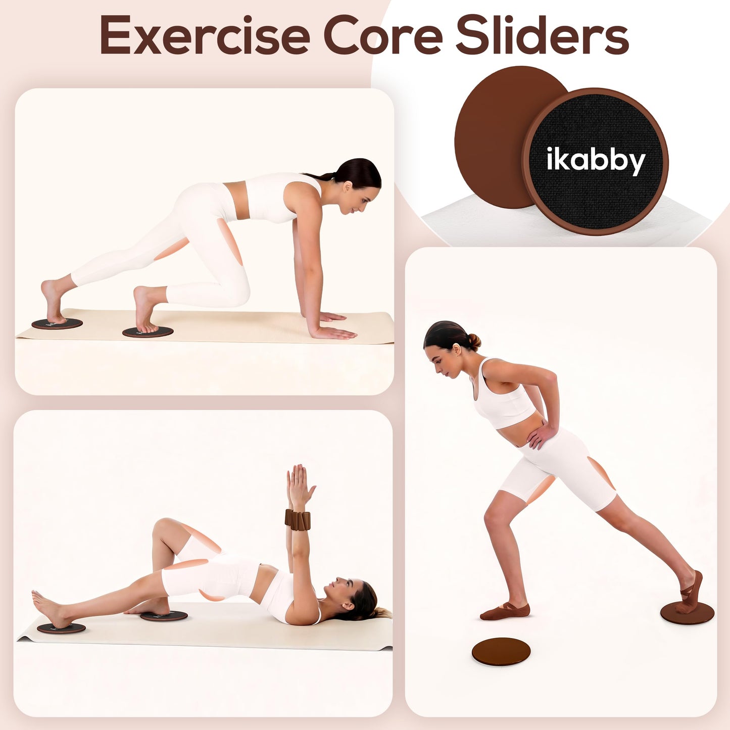 Ikabby Pilates Kit, Home Pilates Kit with Weights, Pilates Equipment for Home Workout, Pilates Essentials Kit for Women, Yoga Pilates Mat Kit for Beginners, Brown Pilates Set