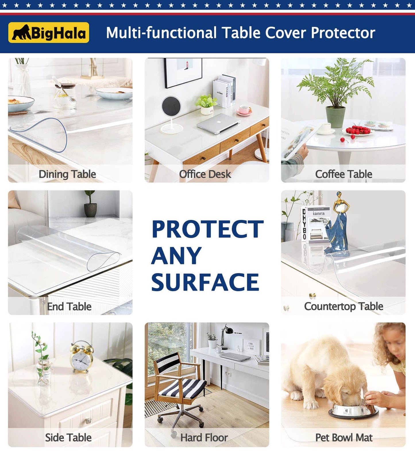 Clear Plastic Protector Wood Furniture Table Topper Protective Cover Dining Living Room Countertop Thick PVC Tablecloth Vinyl Mat Tabletop Protection Pad Wipeable Waterproof Table Cloths 20 x 60 Inch