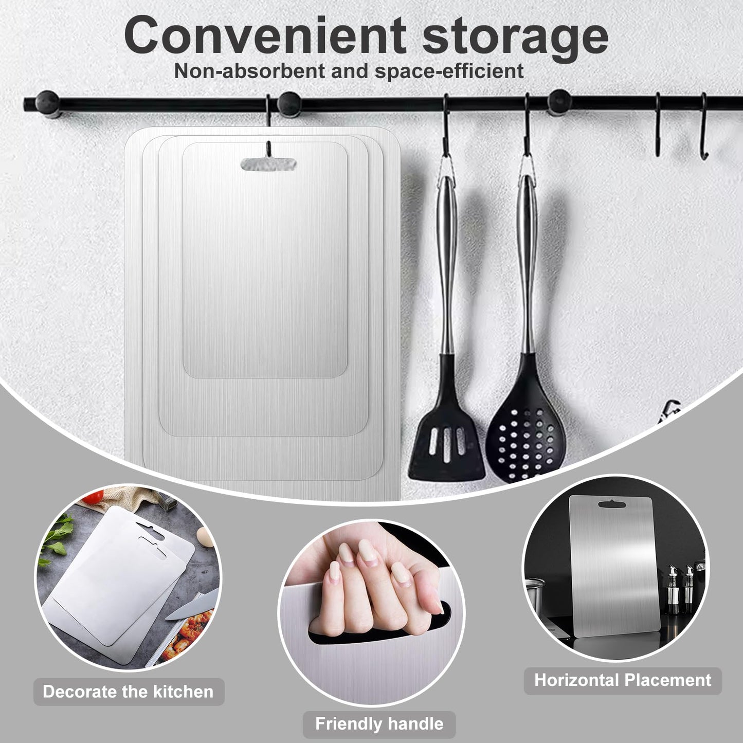 304 Stainless Steel Cutting board, Double Sided Metal Cutting Boards for Kitchen Meat Vegetables & Fruits Chopping Board Dishwasher Safe Easy to Clean(XL-18.11 * 11.81in)