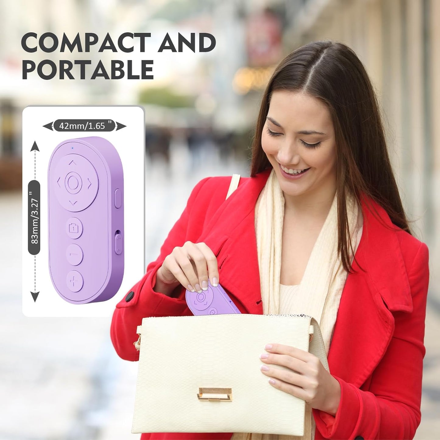 RIOFOGO Wireless Camera Remote Control with Zoom in/Out for Android & iPhone,Versatile Shutter with Front/Rear Camera