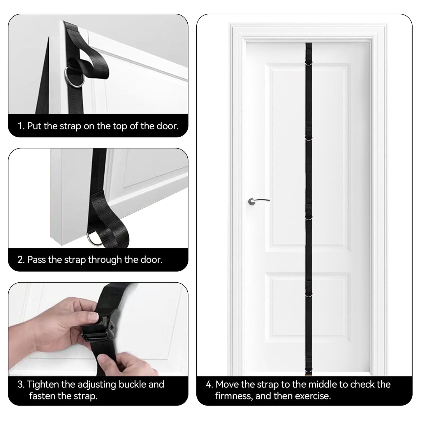 GKAI-XYZ Door Anchor Strap for Resistance Bands - Multi-Point Door Gym Attachment with 5 Stainless Steel D-Rings - Adjustable Home Fitness Equipment for Full Body Workout & Strength Training