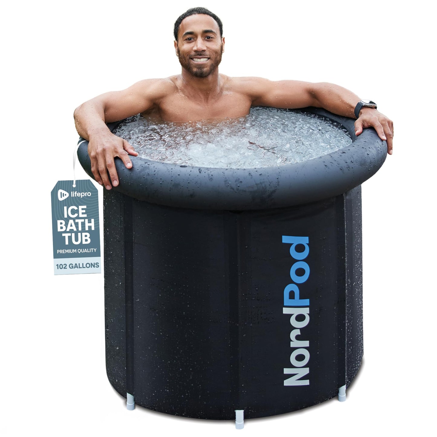 LifePro NordPod Recovery Ice Tub – Portable Cold Plunge Tub for Ice Bath Recovery & Cold Water Therapy – Ice Bath Tub for Athletes – Indoor/Outdoor Cold Plunge Tub Outdoor with All-Weather Lid