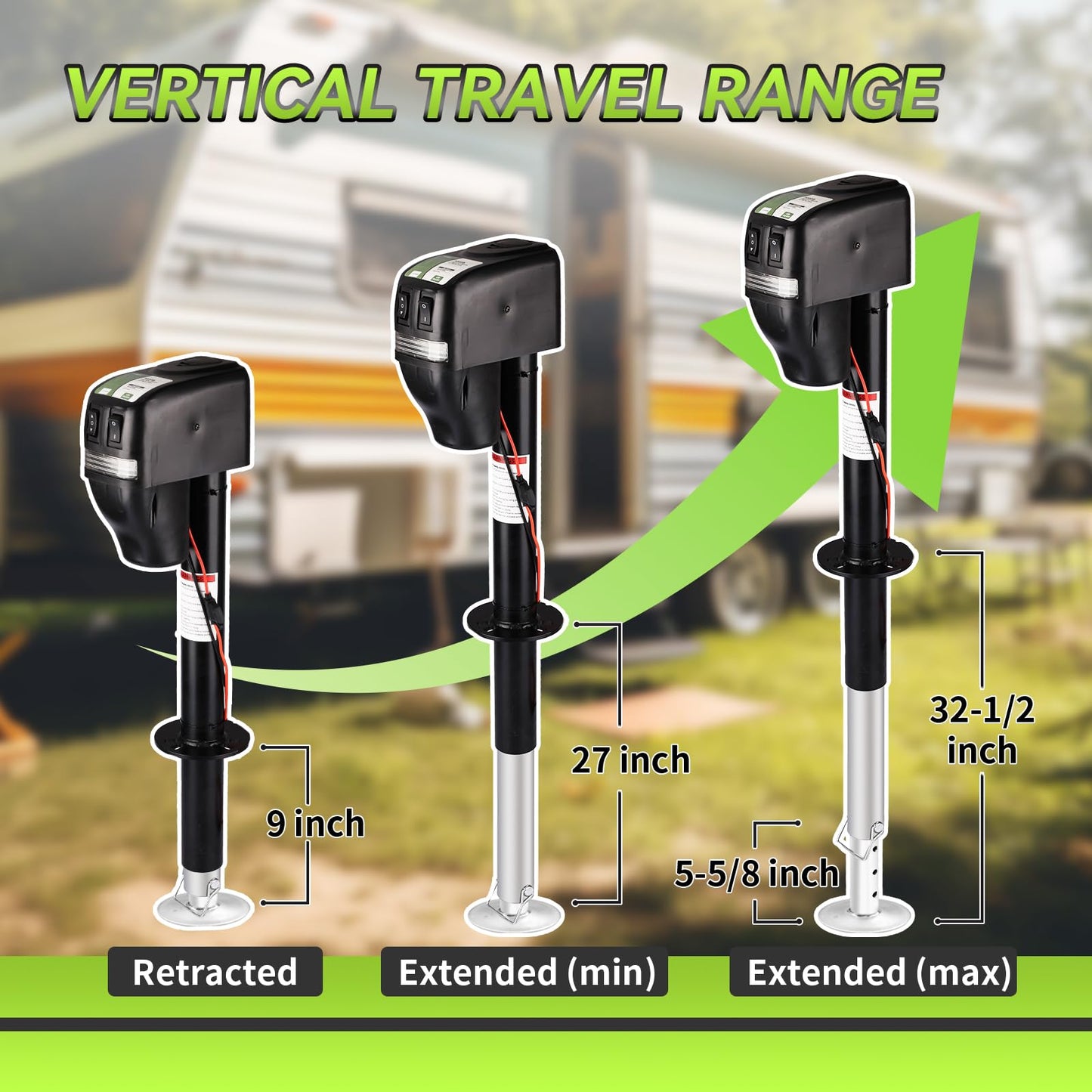 RVMATE Electric A-Frame Trailer Jack up to 5000-5500lbs Heavy Duty RV Electric Power Tongue Jack with Accessories Manual Crank Handle, 18" Lift, 12V DC and Bright LED Light, Black