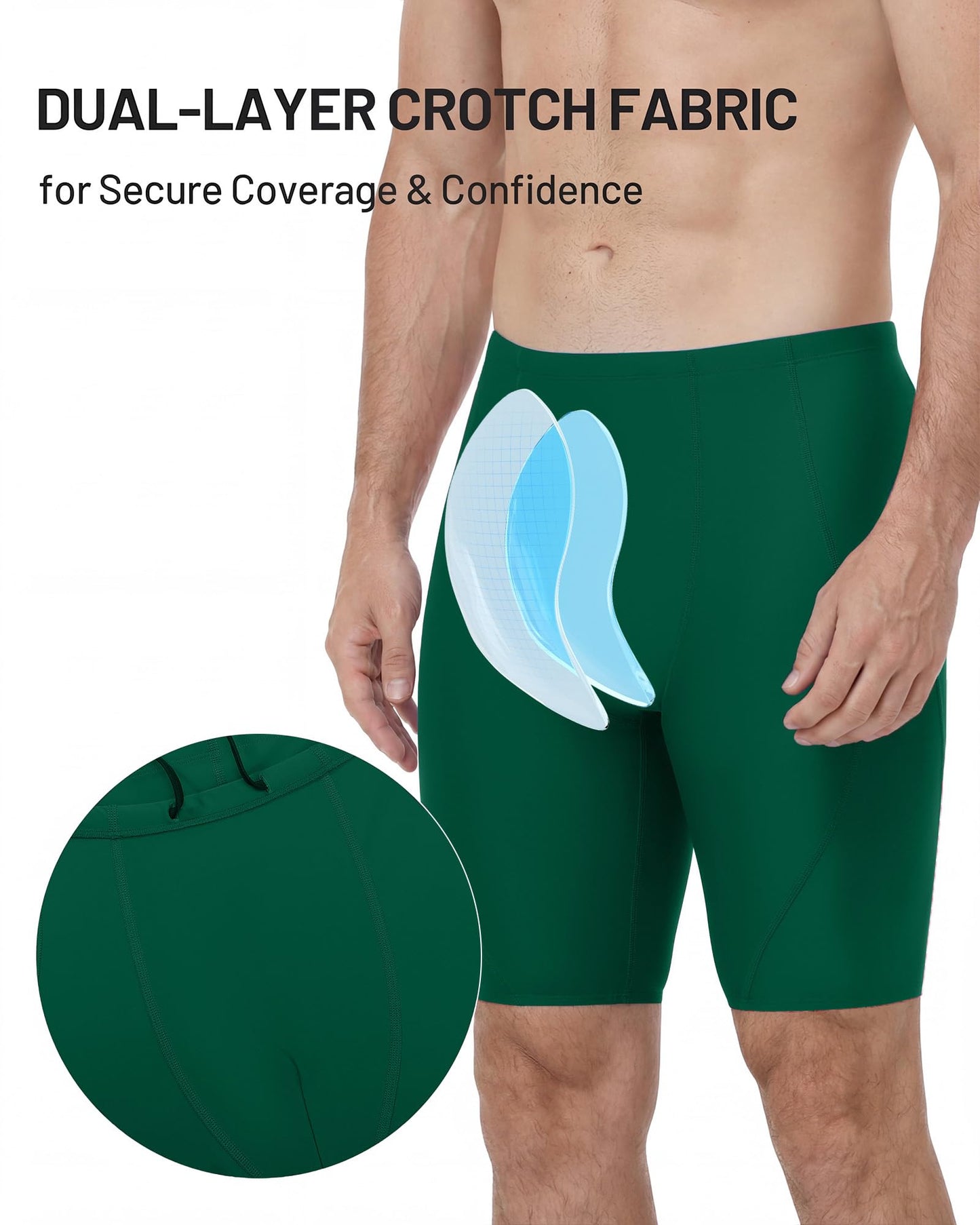 Nukuvara Men's Swim Jammers Competitive Racing Training Swimsuit Quick Dry Athletic Team Compression Swimming Shorts UPF50 Green S